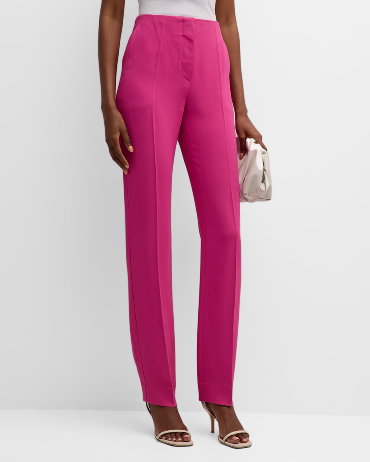 Emporio Armani High-rise Cropped Crepe Cady Trousers In Fuchsia