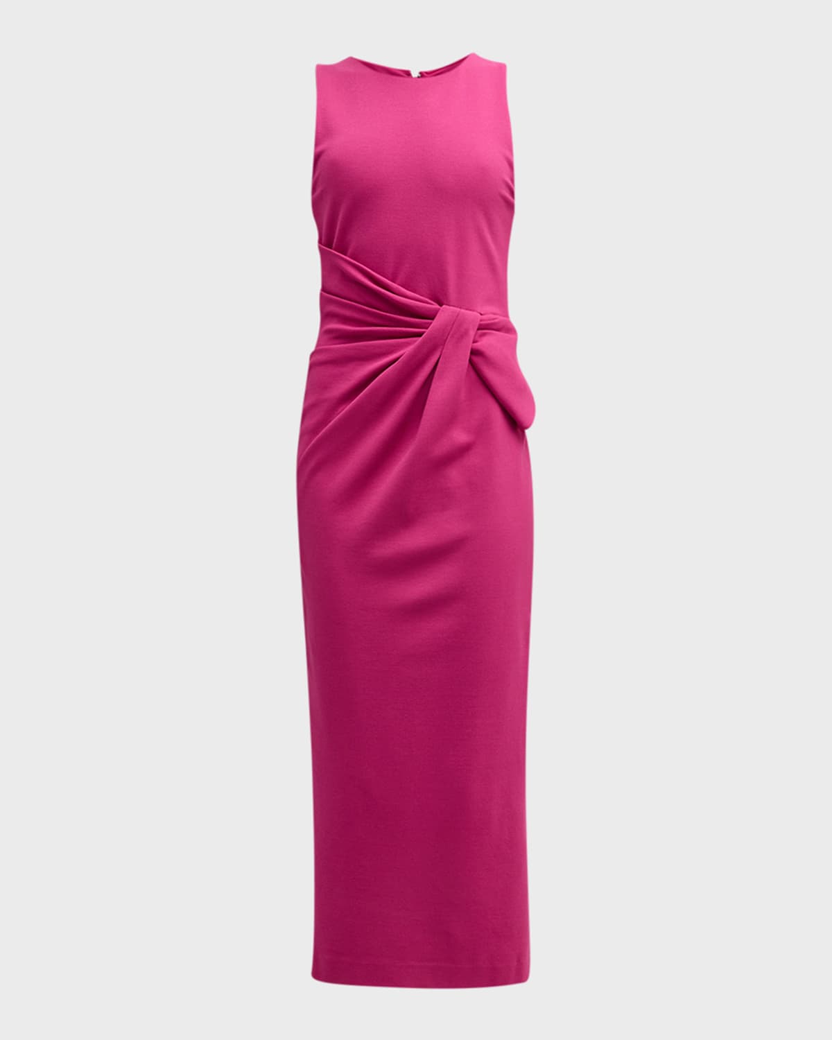 Shop Emporio Armani Sleeveless Twist-front Jersey Midi Dress In Fuscia