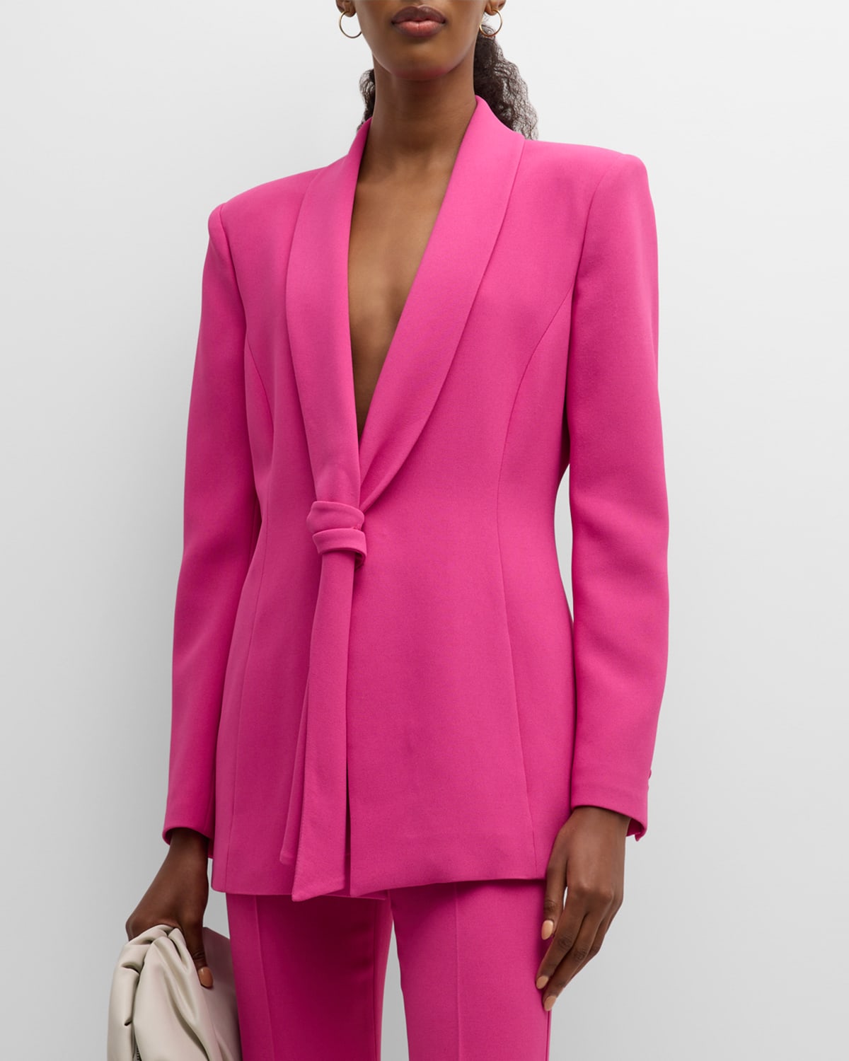 Emporio Armani Knot-front Crepe Cady Jacket In Fuscia