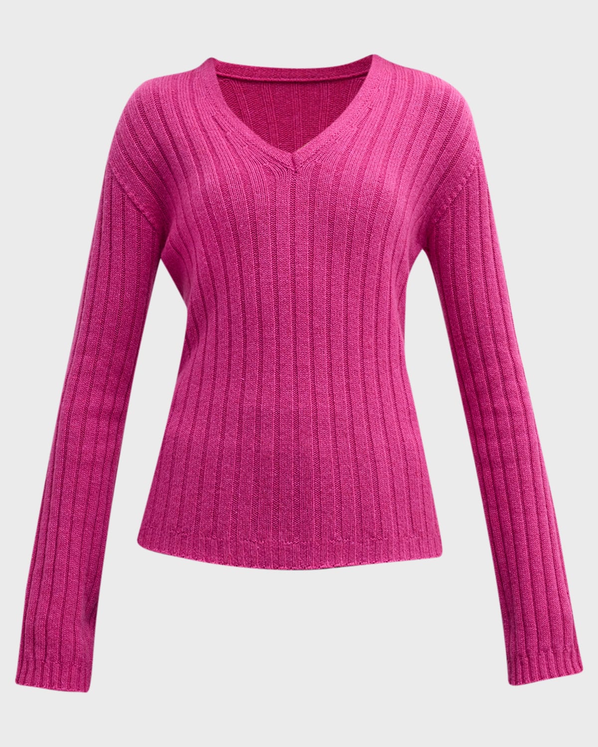 Emporio Armani Cashmere Ribbed V-neck Jumper In Fuscia