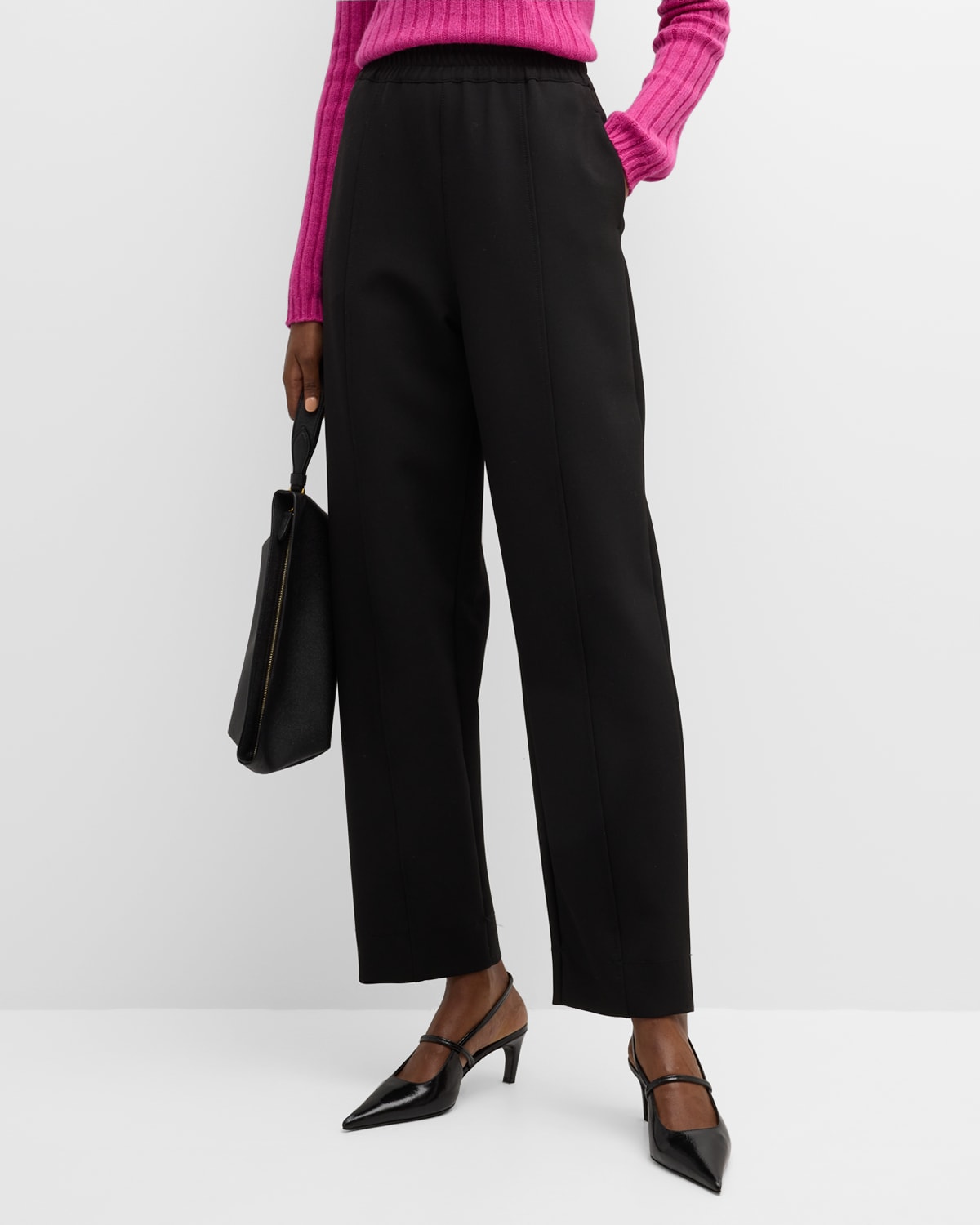 Emporio Armani Cropped Straight-leg Cady Trousers In Black