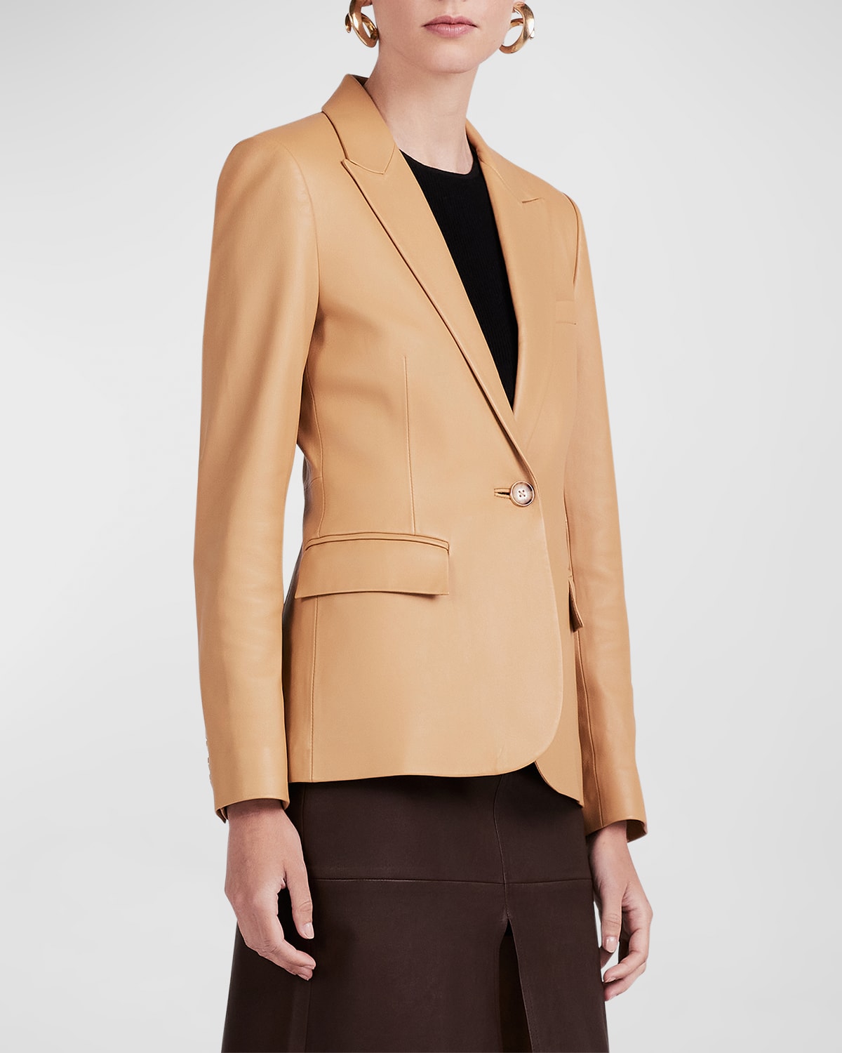 Derek Lam 10 Crosby Arthur Tailored Leather Jacket In Honey Gold