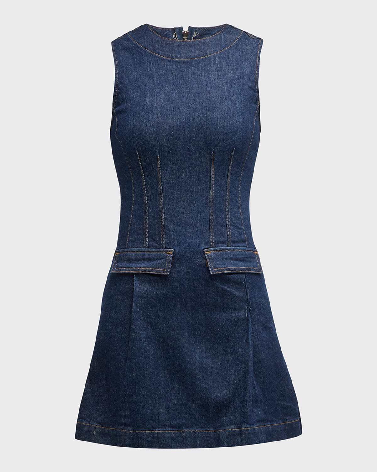 Derek Lam 10 Crosby Devan Sleeveless Denim Mini Shift Dress In Hudson