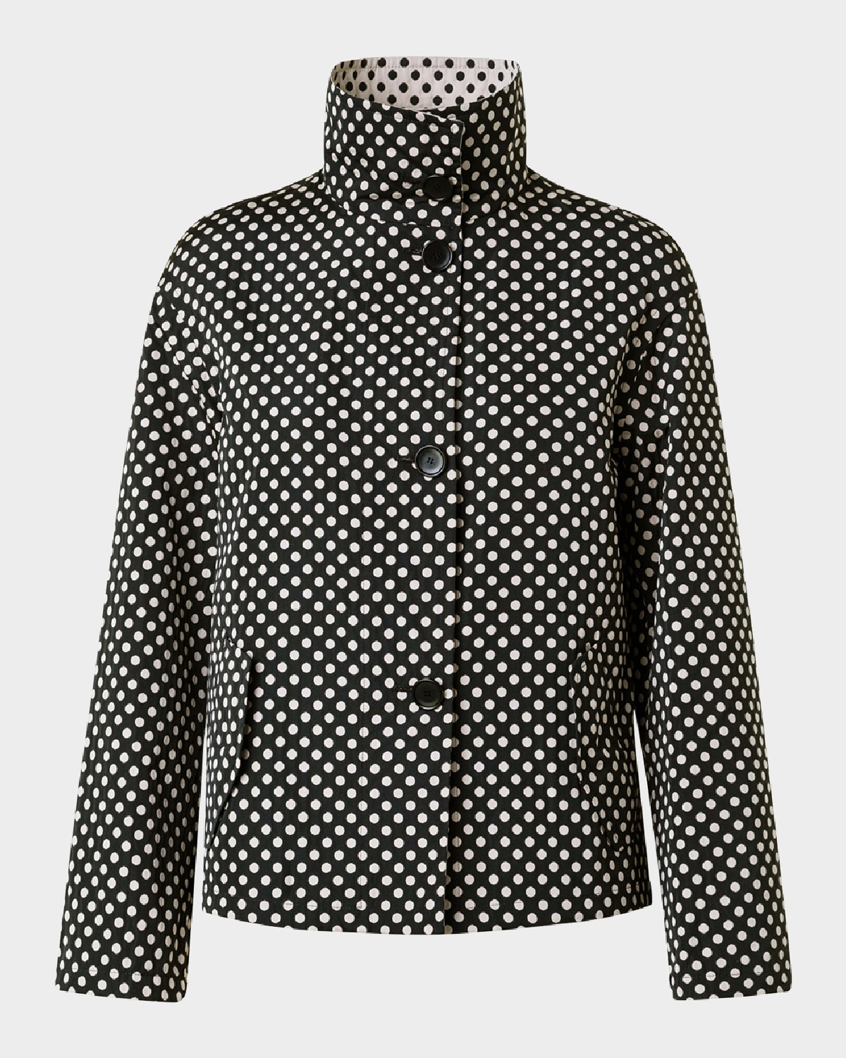 Akris Punto Polka Dot Reversible Jacket In Black-cream