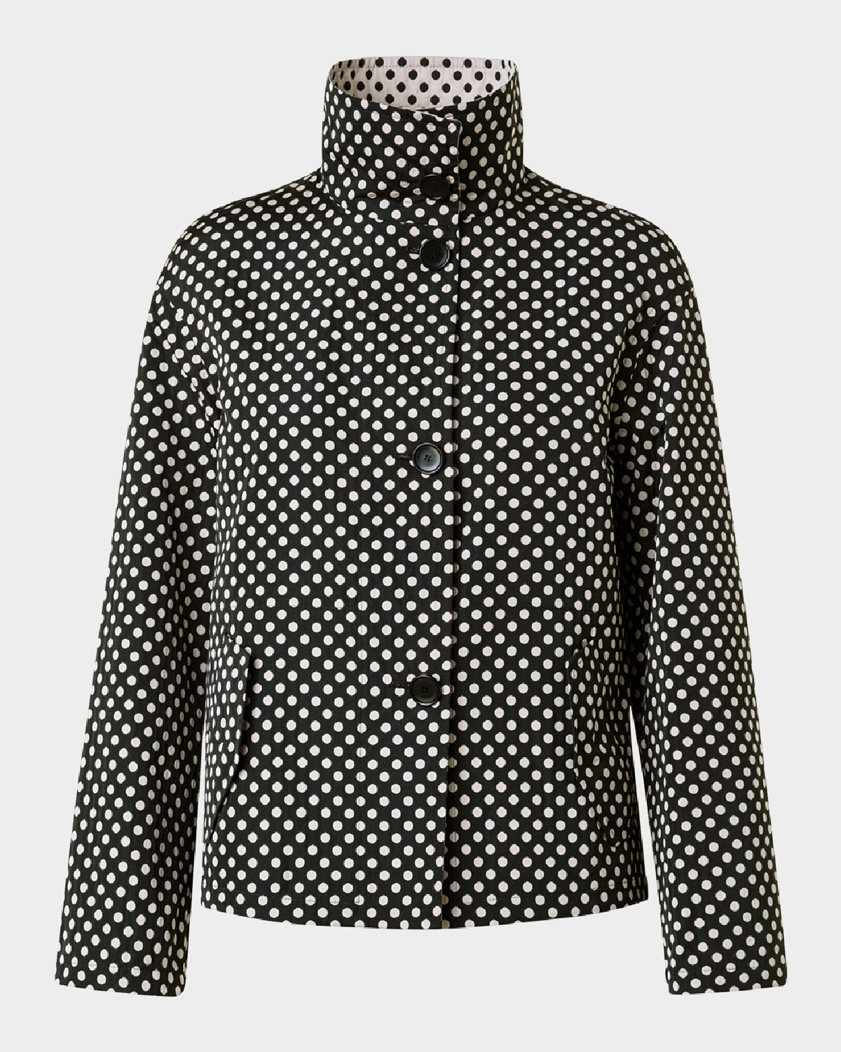 Shop Akris Punto Polka-dot Single-breasted Jacket In Black-cream