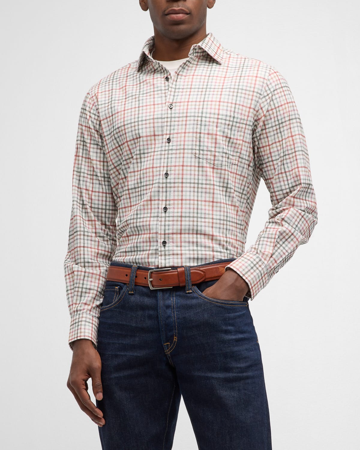 Rodd & Gunn Brookdale Check Cordoroy Button-up Shirt In Wild Rose
