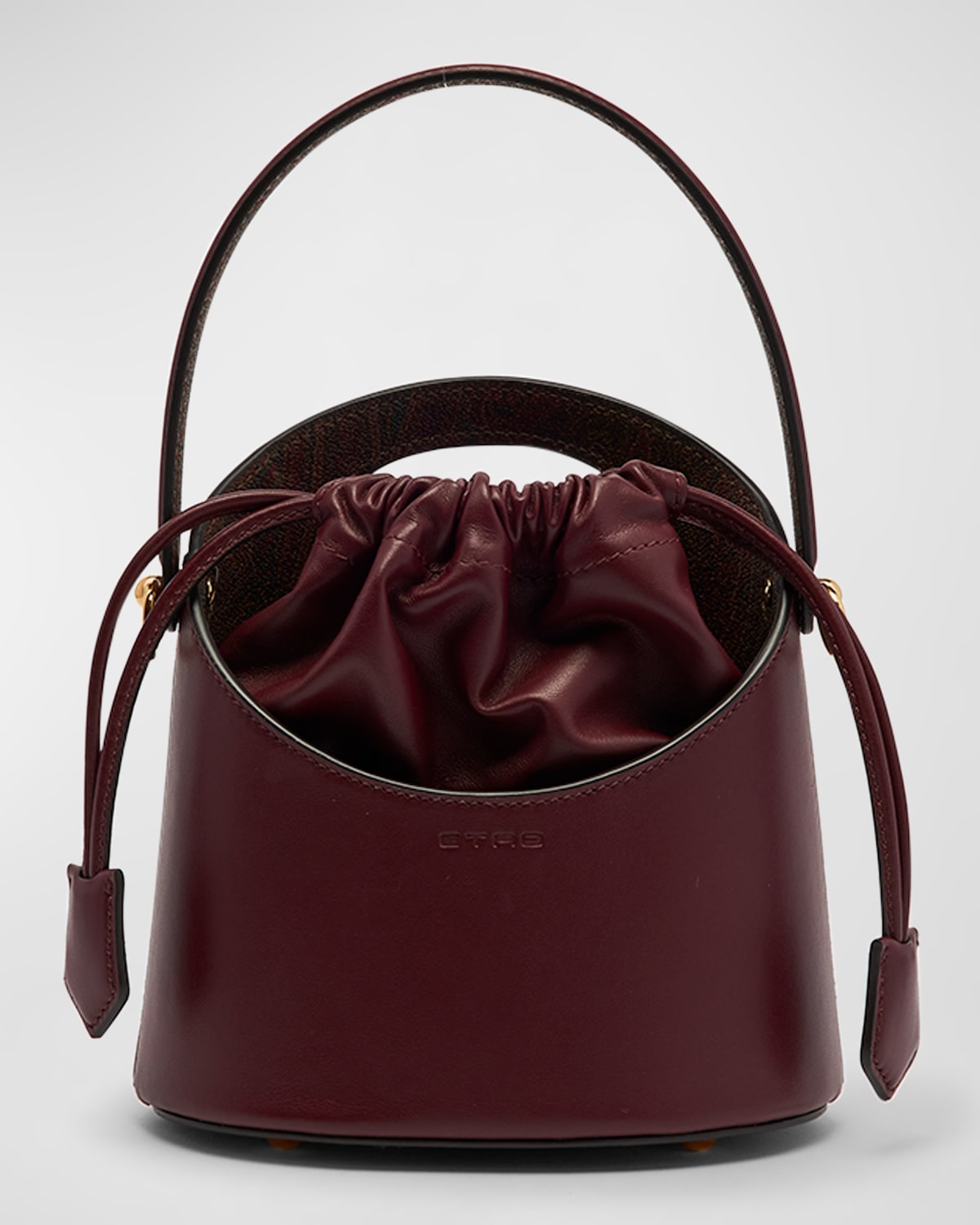 Saturno Drawstring Leather Bucket Bag