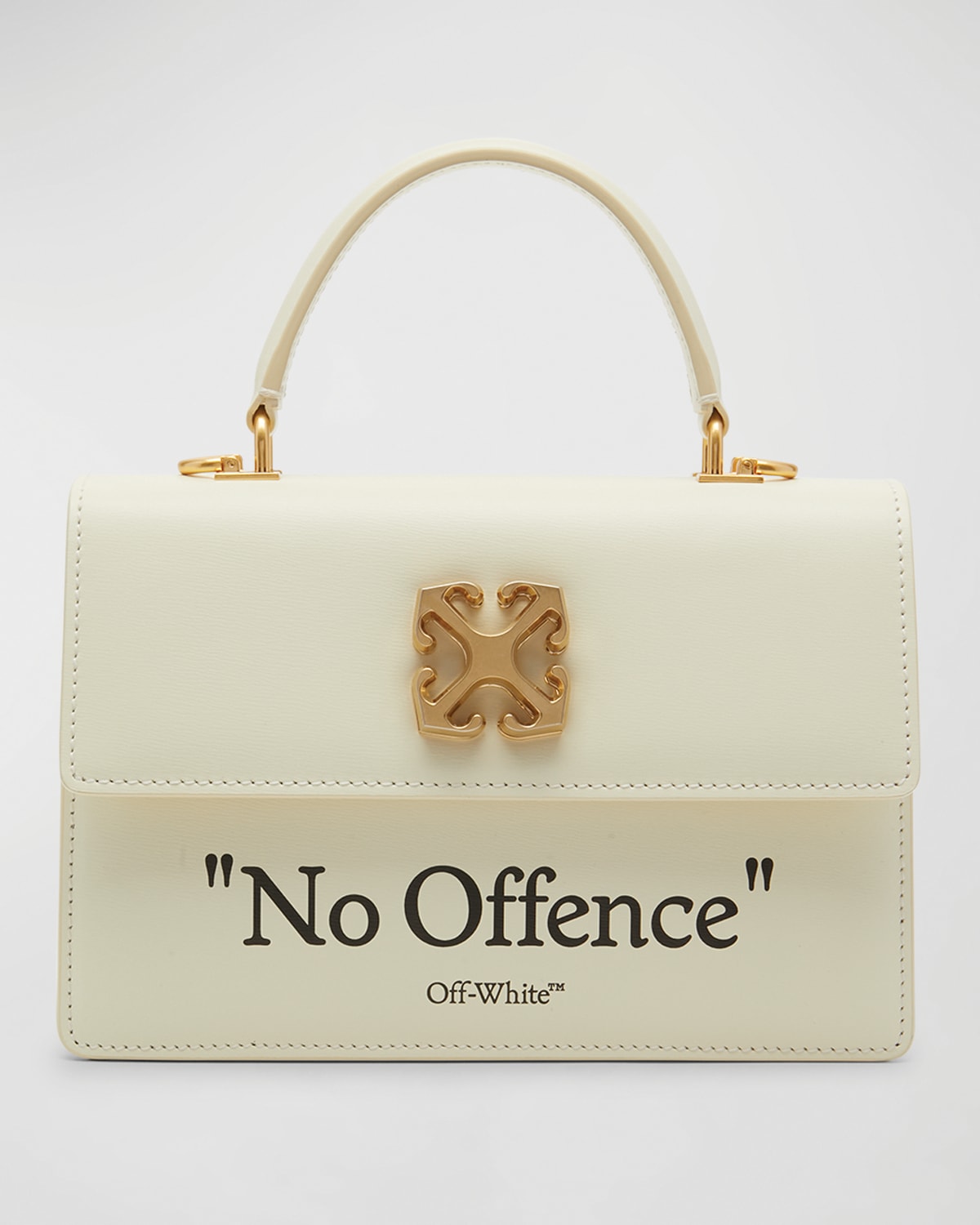 OFF-WHITE JITNEY 1.4 QUOTE LEATHER TOP-HANDLE BAG