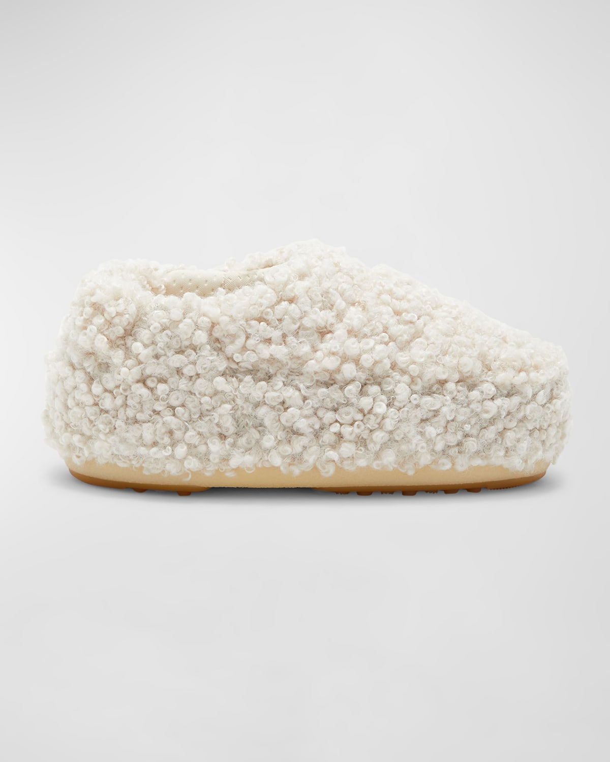 Moon Boot Cozy Faux Fur Slippers In Cream