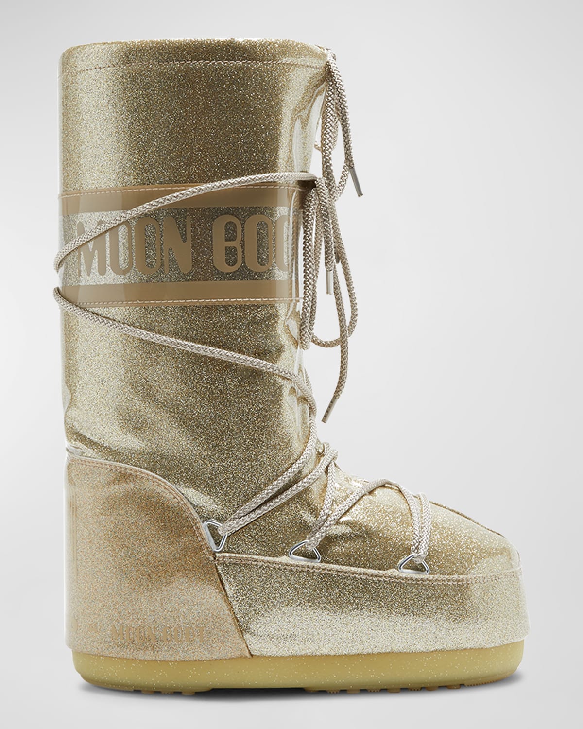 Moon Boot Icon Glitter Lace-up Tall Snow Boots In Gold