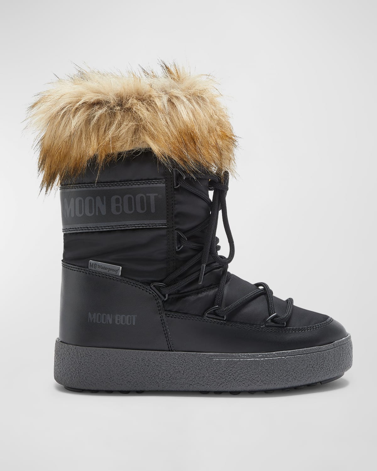 Shop Moon Boot Track Monaco Faux Fur Short Snow Boots In Black