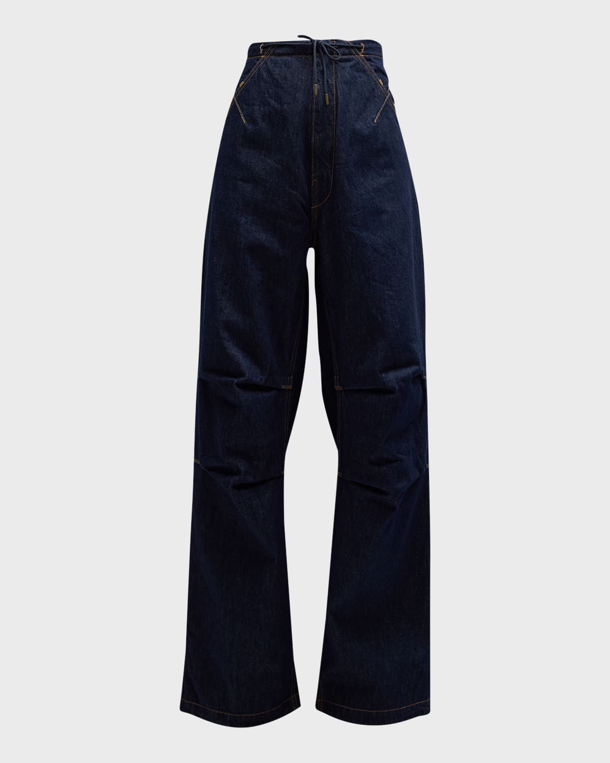 Shop Darkpark Daisy Denim Military Trousers In Raw Blue Denim