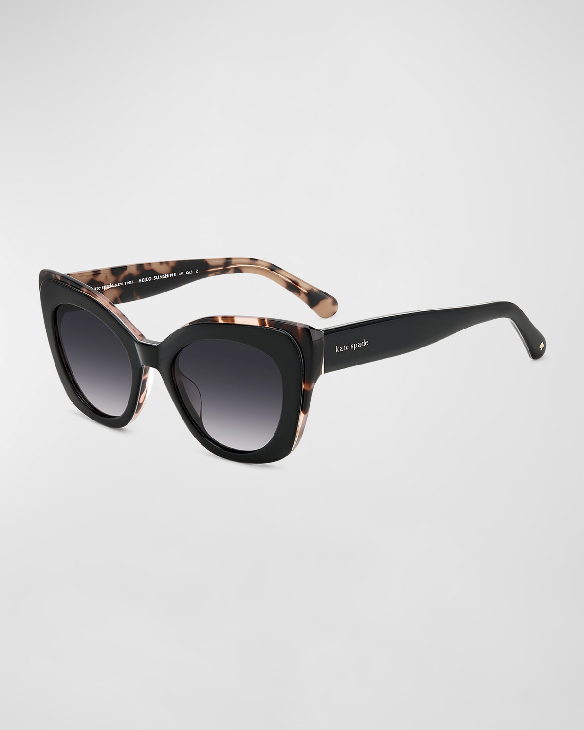 Kate Spade Marigold Polarized Acetate Cat-eye Sunglasses In Black Havana/gray Polarized Gradient