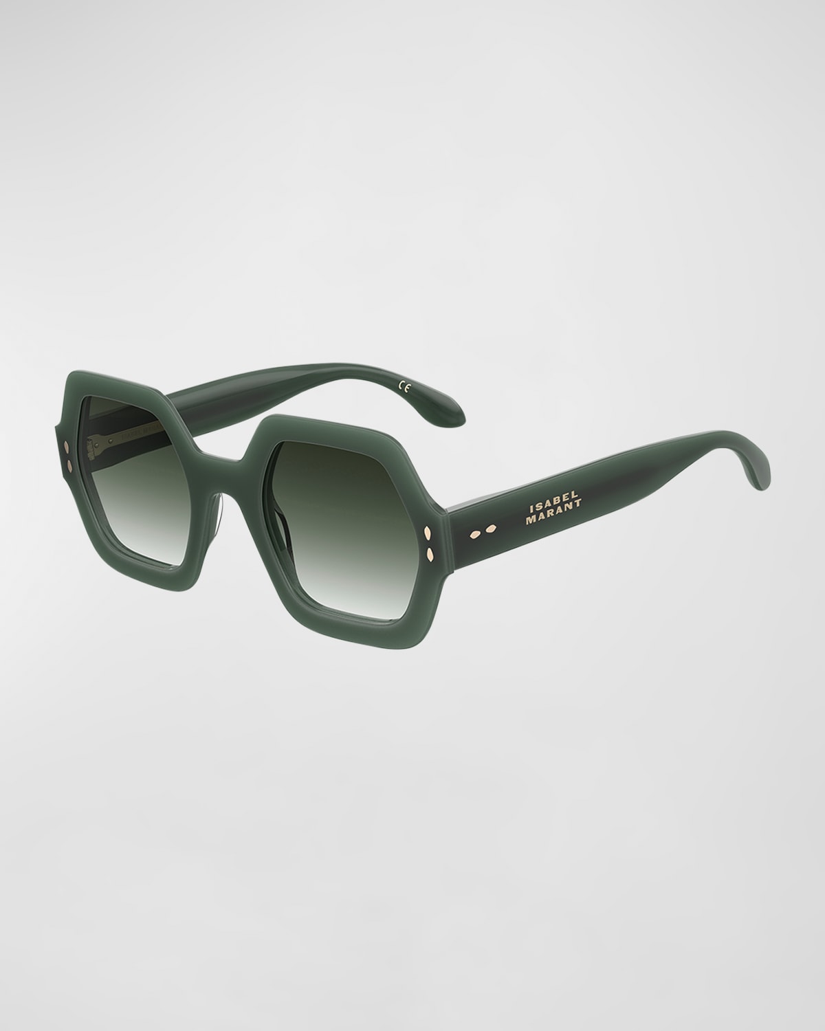 Isabel Marant Im0004ns Angular Acetate Square Sunglasses In Green