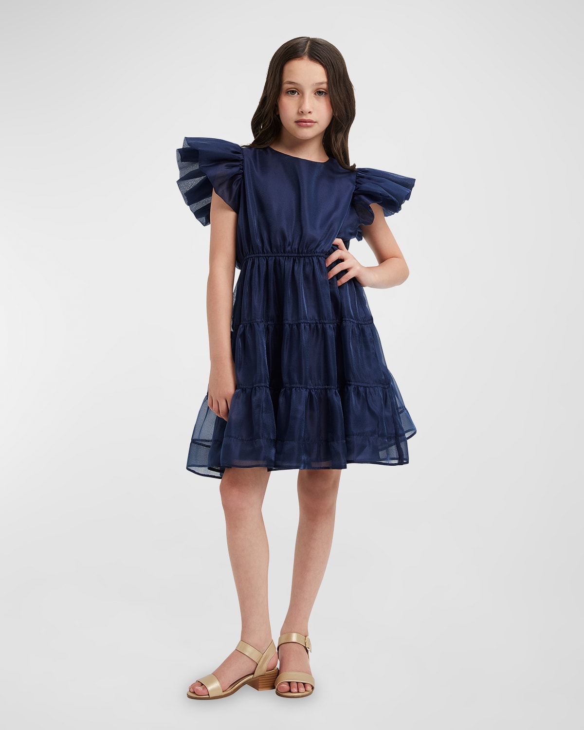 Girl's Oshin Organza Layered Dress, Size 5-14