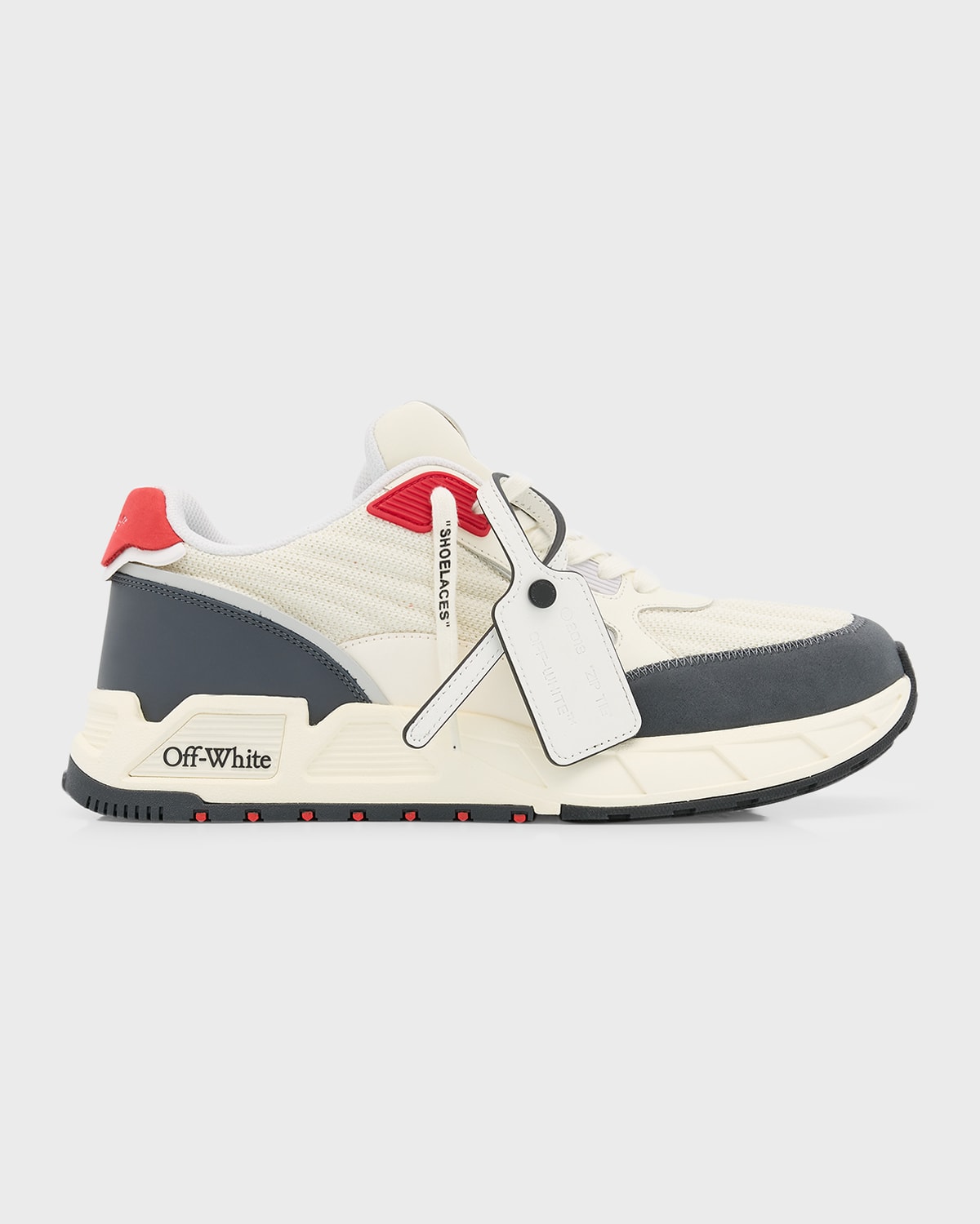 Shop Off-white Men's Kick Off Mesh Running Sneakers In White Red