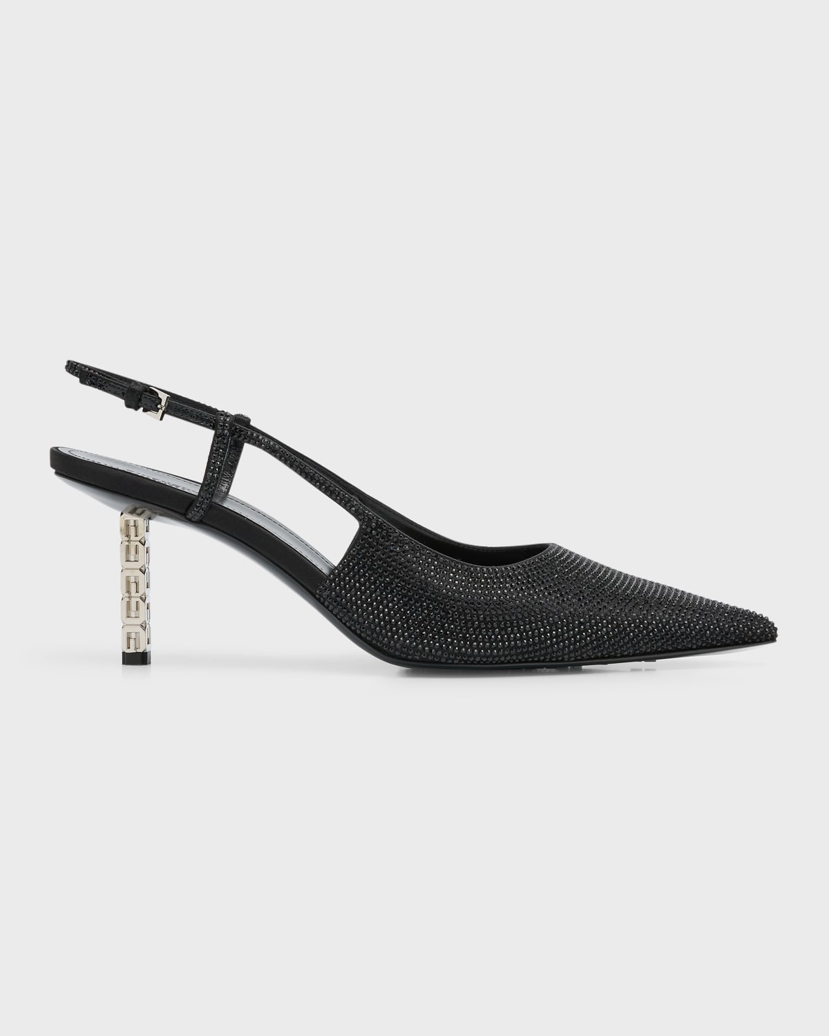 Givenchy Slim G-cube Crystal Embellished Pointed Toe Slingback Pump In 001-black