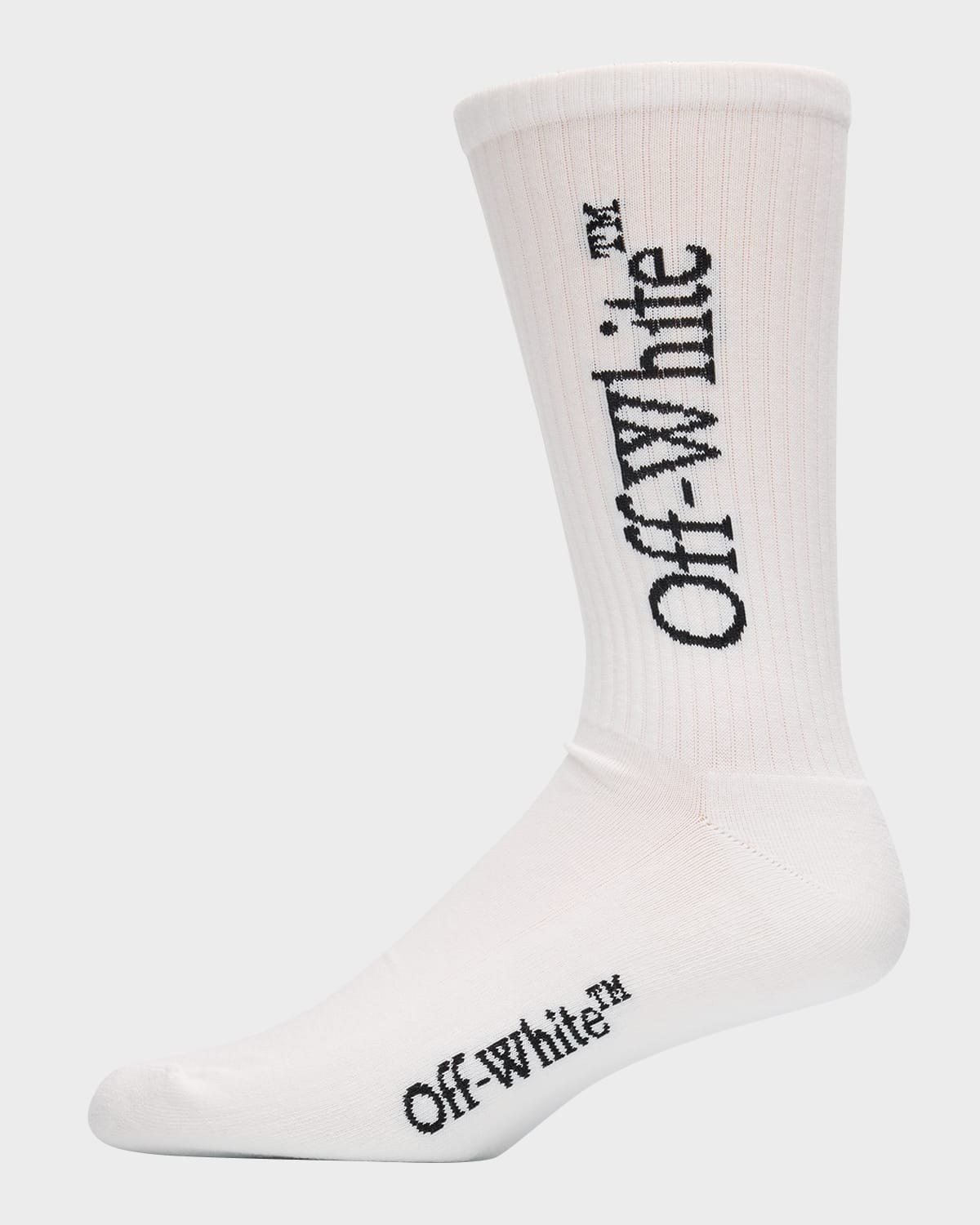 Off-white Men's Big Logo Bksh Mid-calf Socks In White Black
