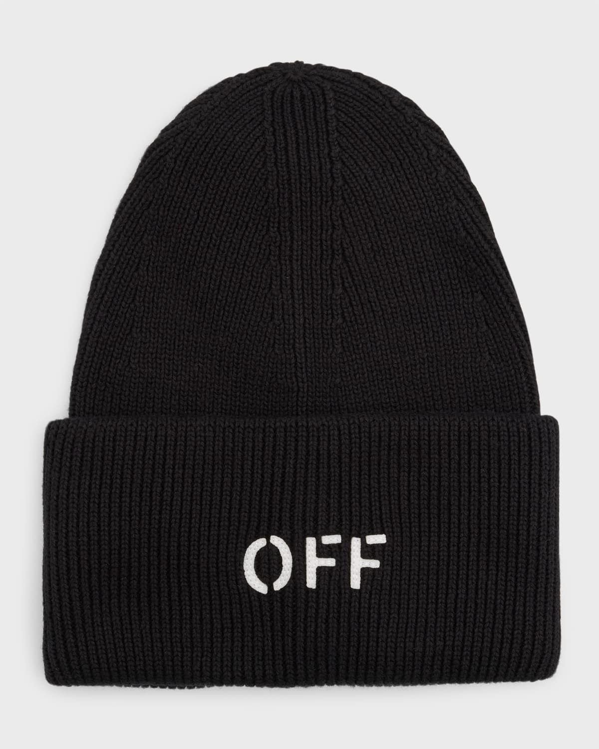Off-white Men's Off Stamp Loose Knit Beanie Hat In Black White