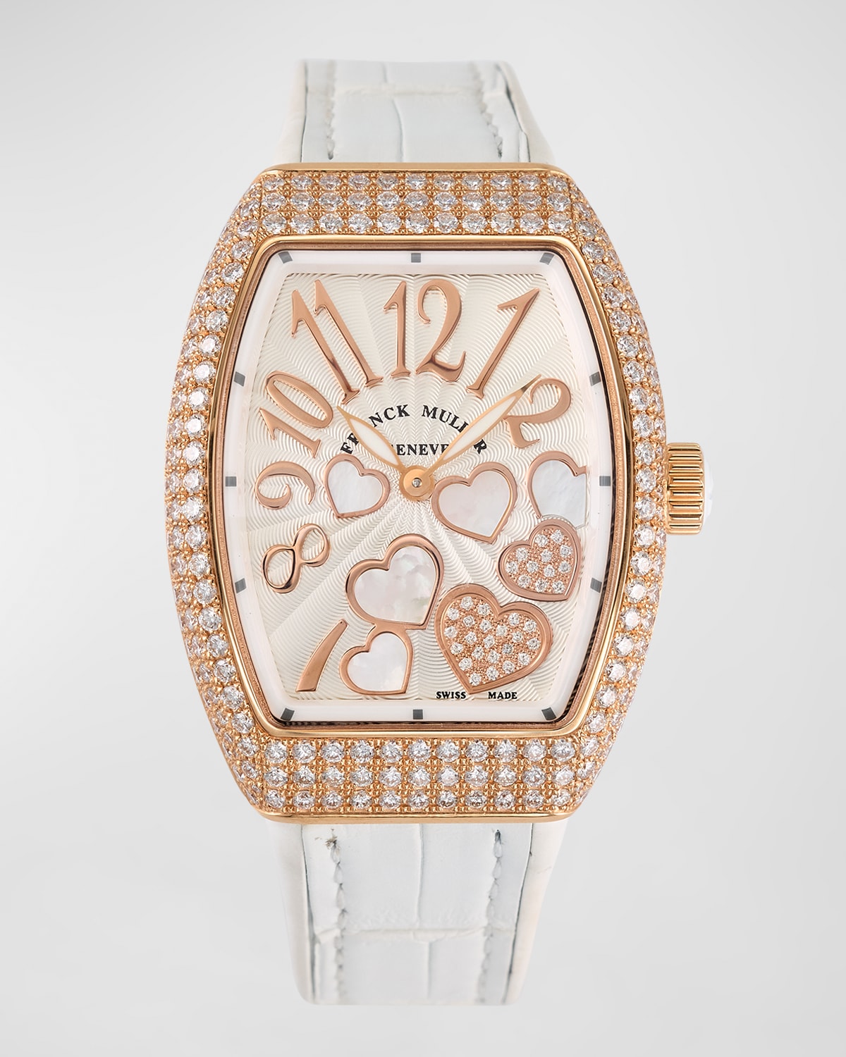 32mm Vanguard Heart Watch with Diamonds, White