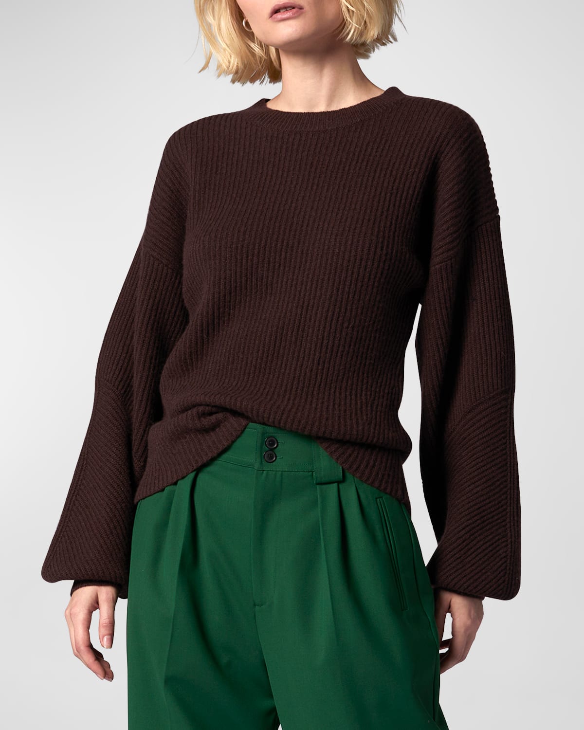 EQUIPMENT YARA RIBBED CREWNECK WOOL-CASHMERE SWEATER