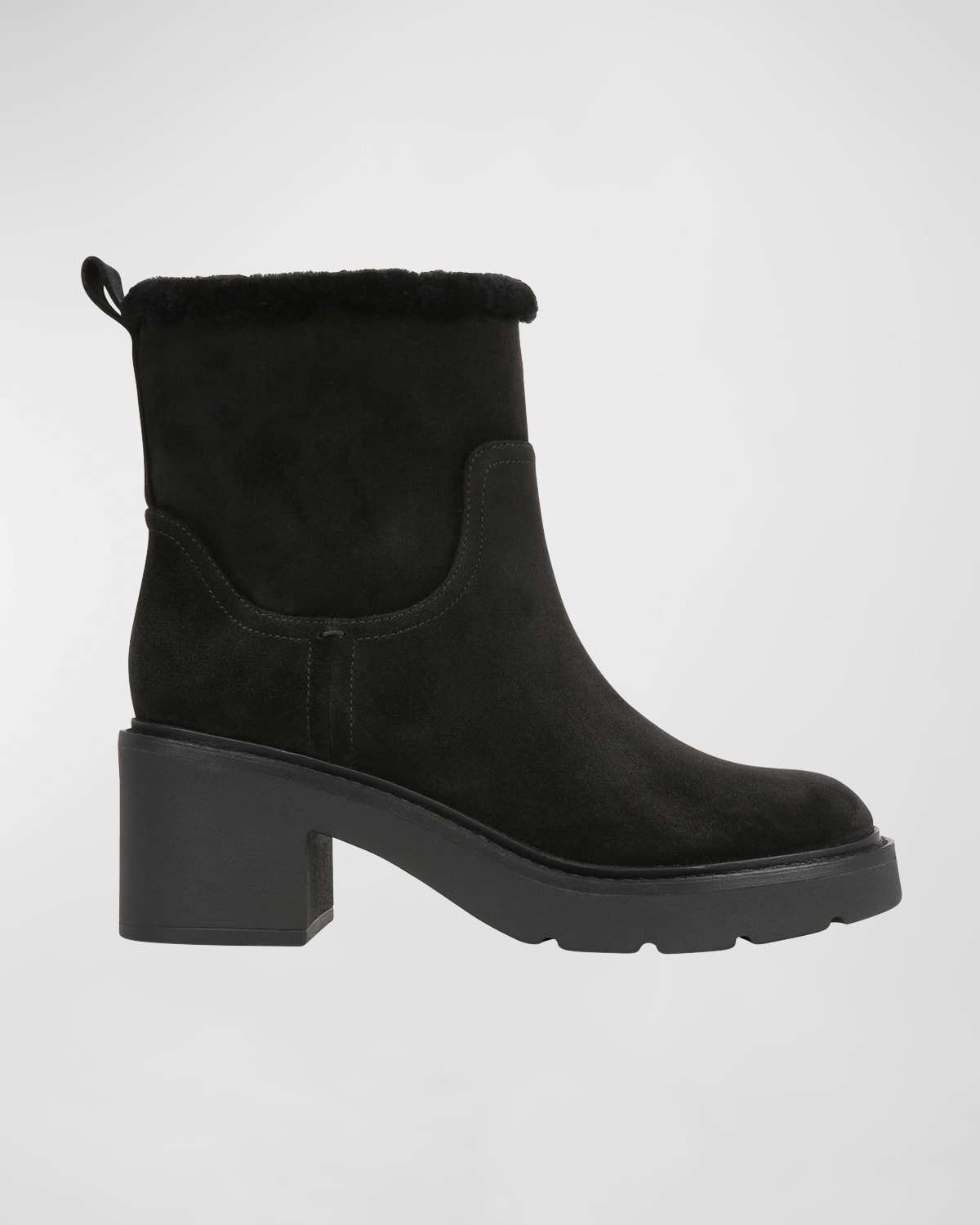 VINCE REDDING SUEDE SHEARLING ANKLE BOOTS