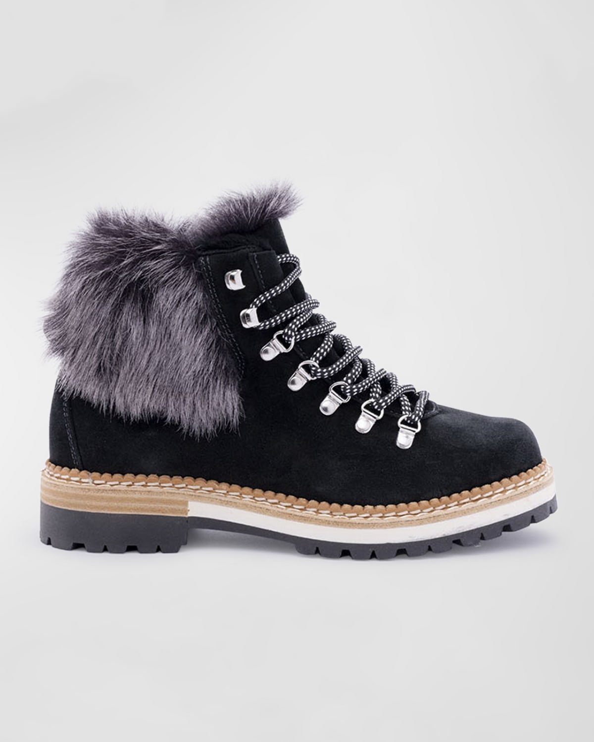 Suede Shearling-Lined Hiking Boots