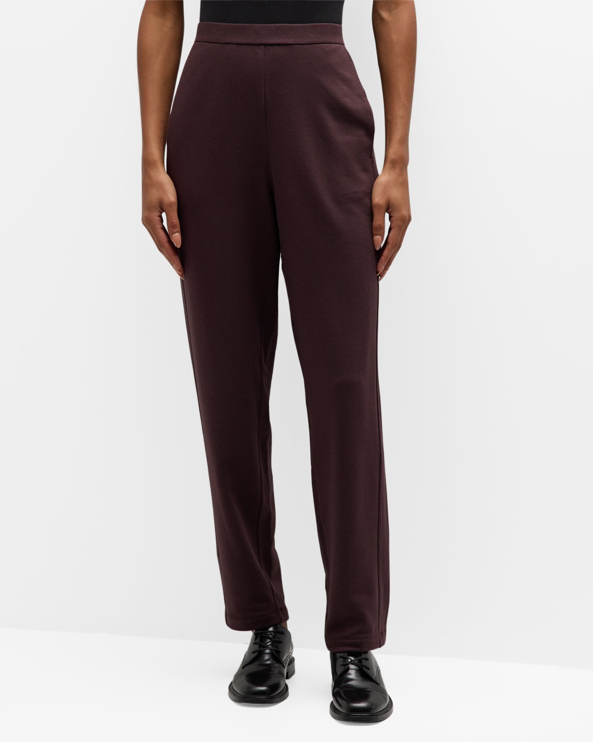 Eileen Fisher Cropped Brushed Terry Pants In Cassis