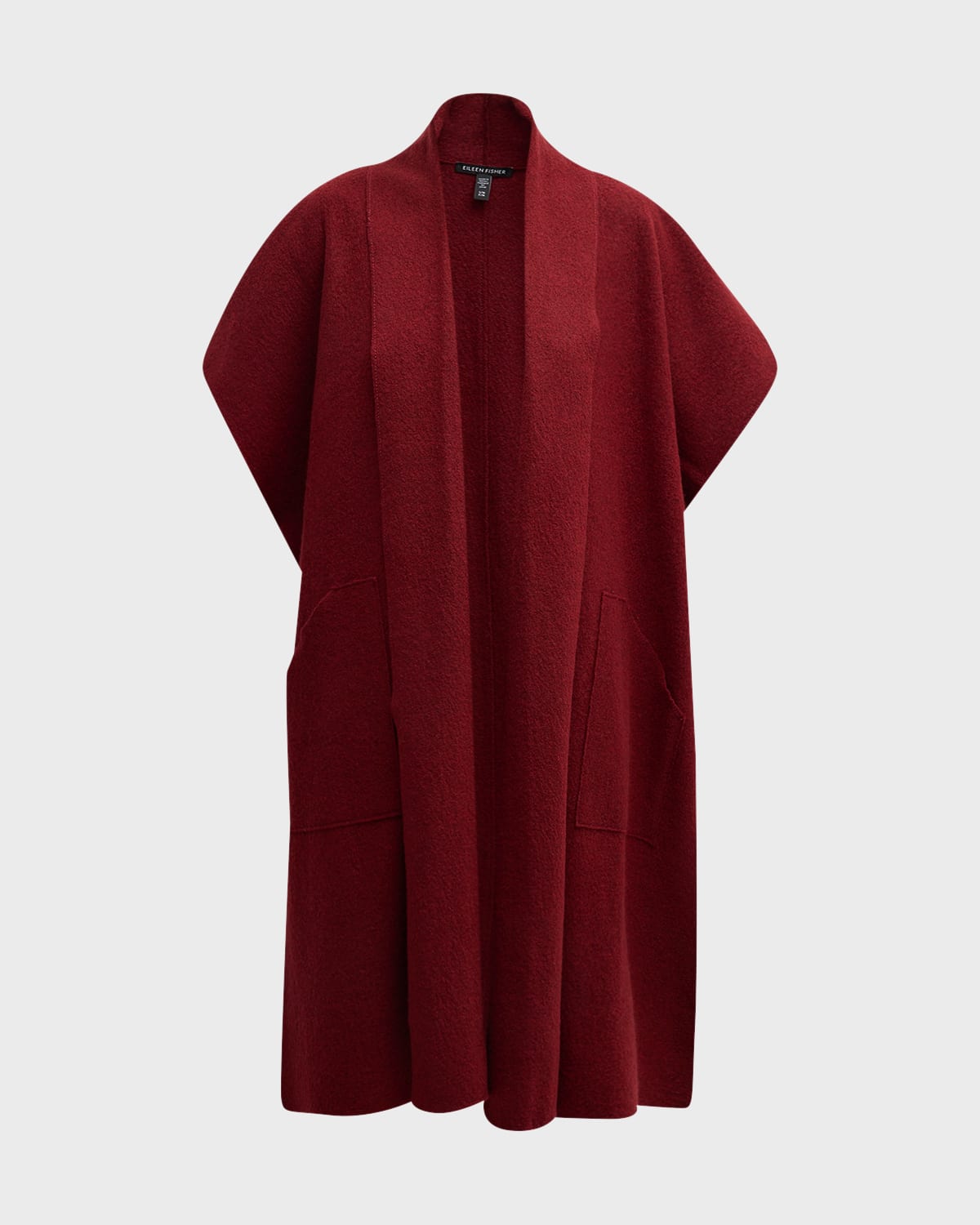 Eileen Fisher Missy Boiled Wool Oversized Poncho In Red Cedar