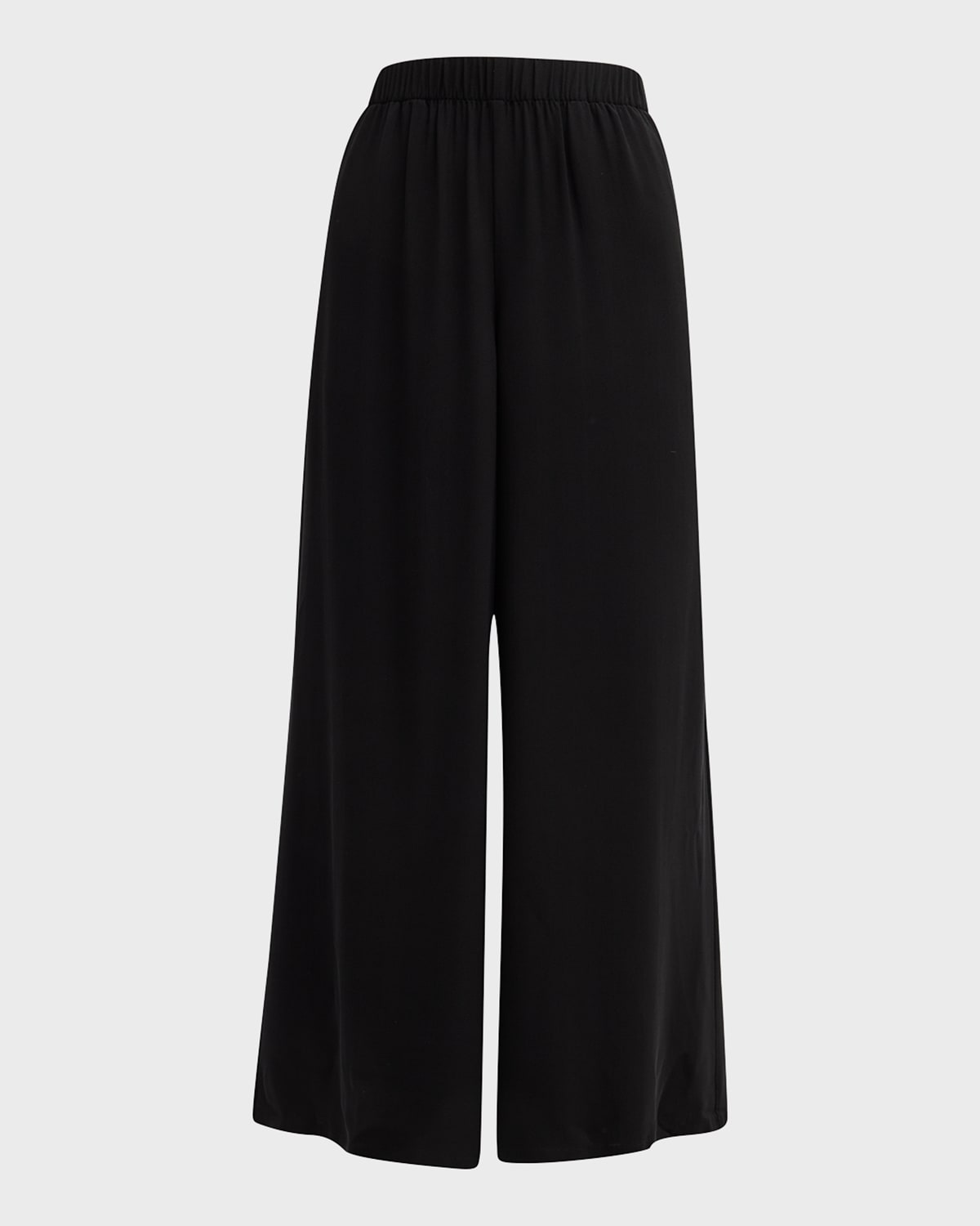 Eileen Fisher Missy Silk Georgette Crepe Wide-leg Ankle Pants In Black