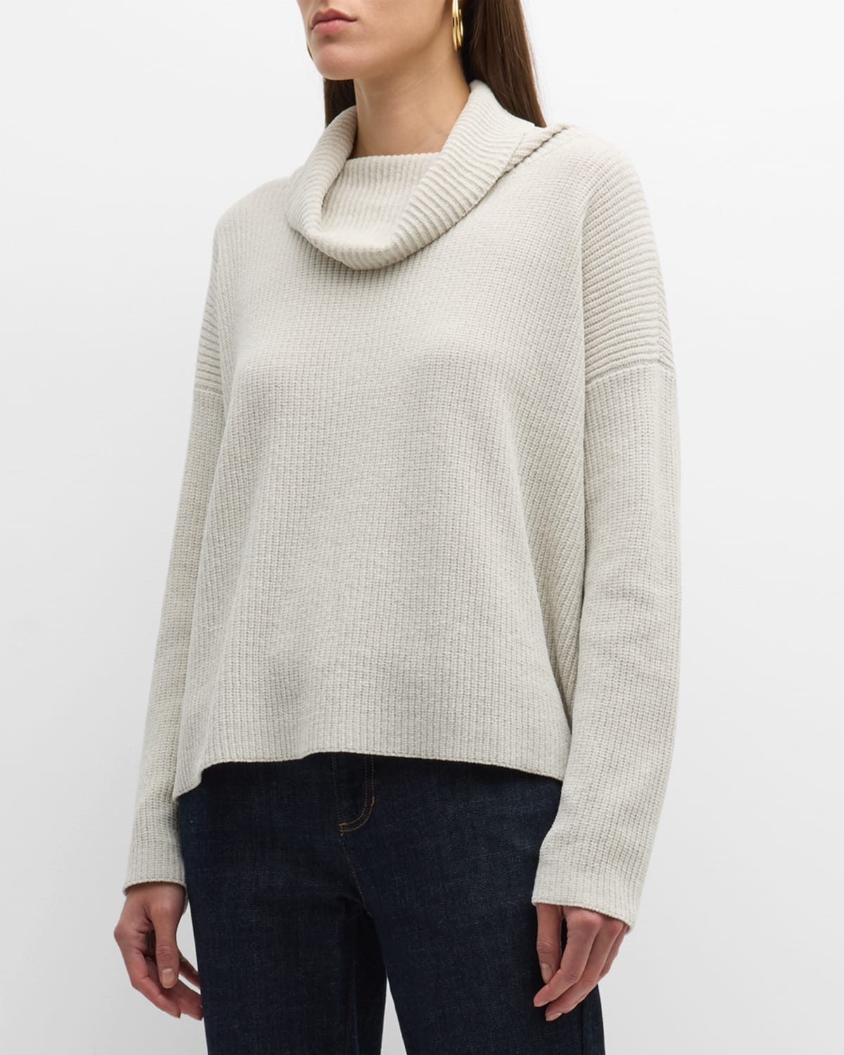 EILEEN FISHER MISSY ORGANIC COTTON CHENILLE TURTLENECK SWEATER