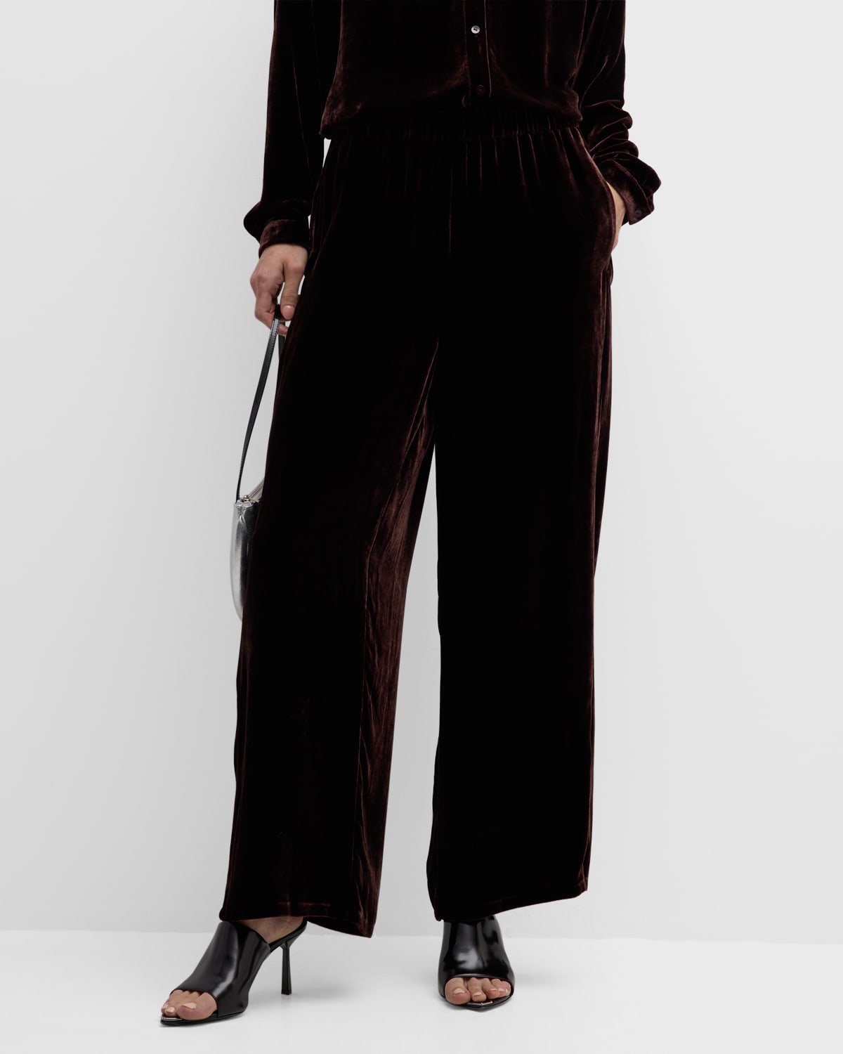 EILEEN FISHER WIDE-LEG VELVET PANTS