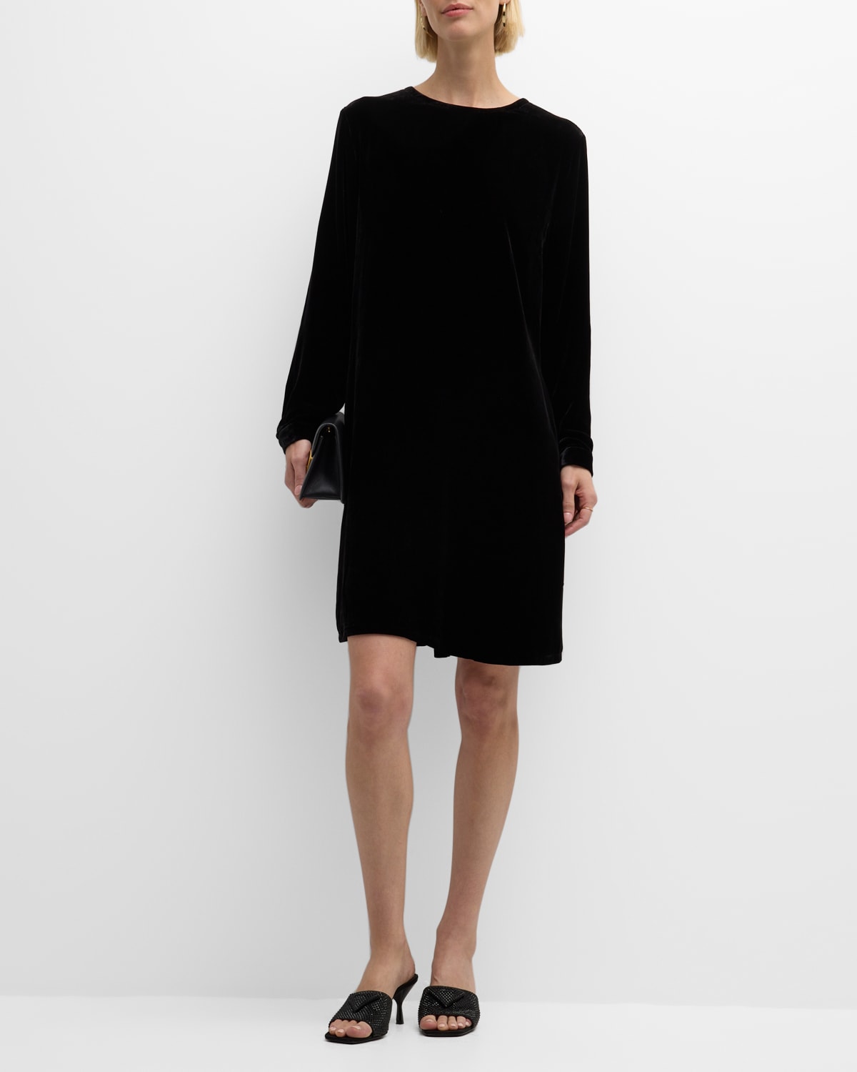 EILEEN FISHER PETITE VELVET MINI SHIFT DRESS