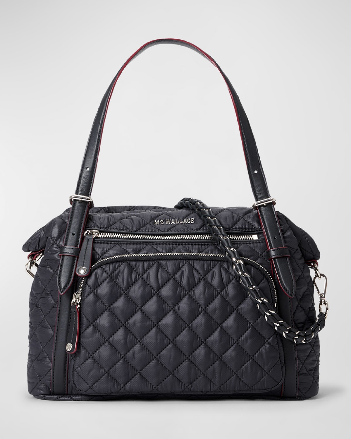 Mz Wallace Crosby Everywhere Quilted Tote Bag In Black/silver