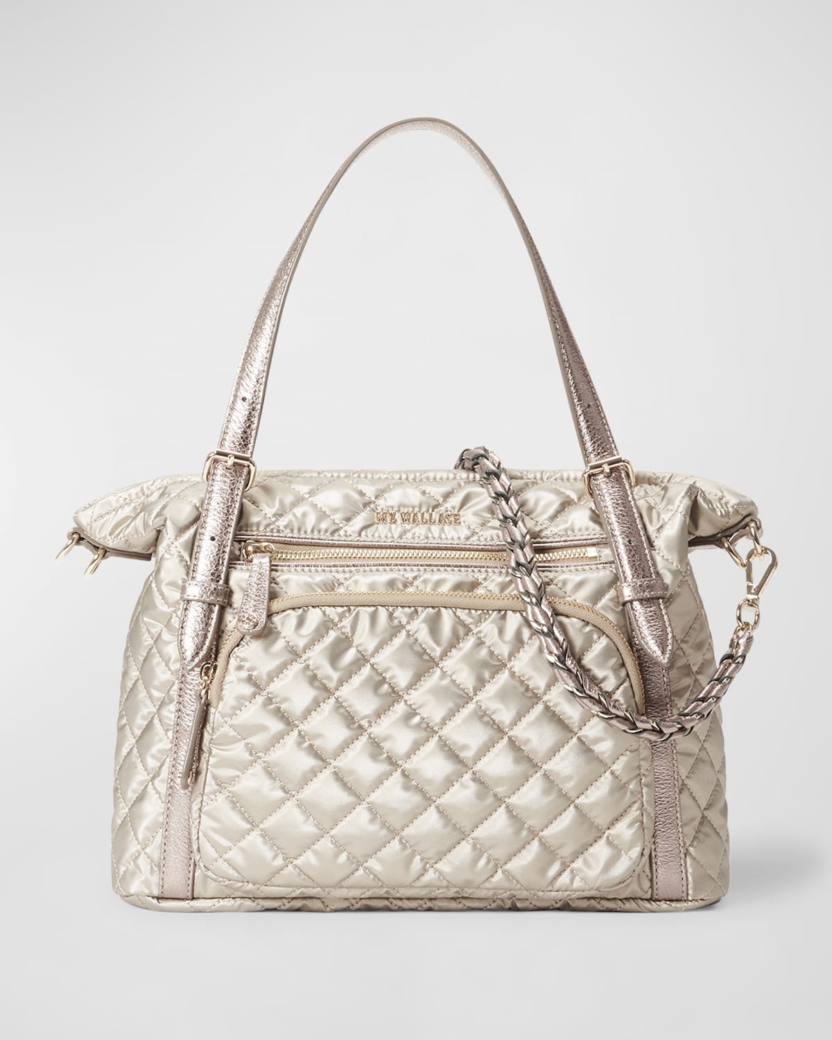 Mz Wallace Crosby Quilted Metallic Everywhere Tote Bag In Gold ModeSens
