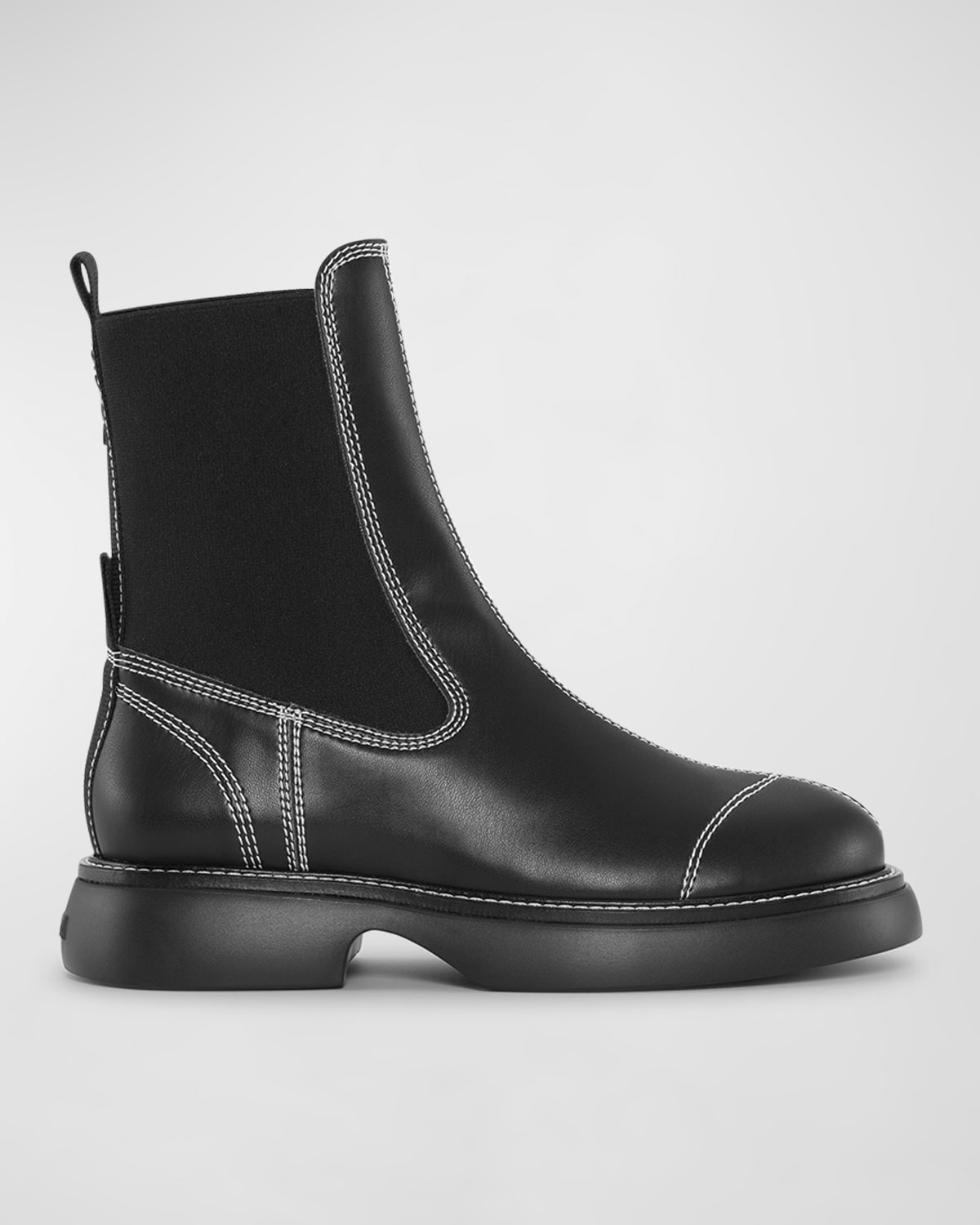 Ganni Everyday Faux Chelsea Boots In Black