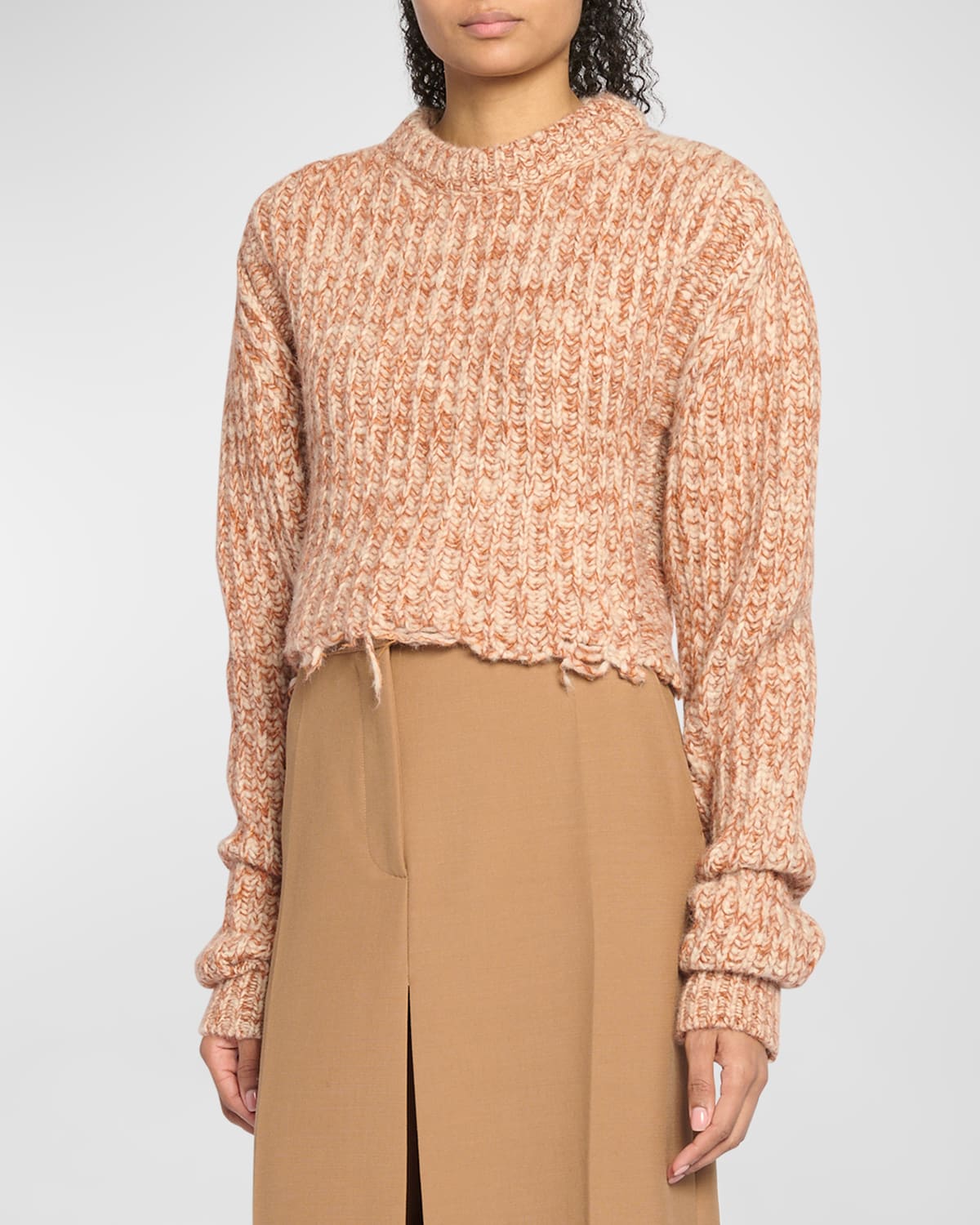 Shop Stella Mccartney Crop Tweed Distressed Sweater In 8490 Multicolor 1