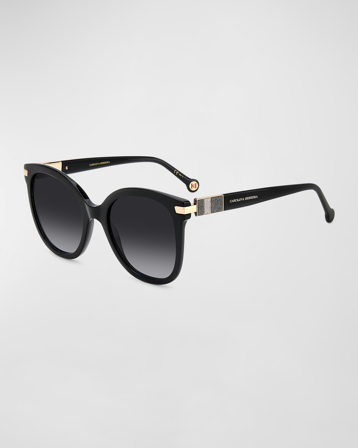 Carolina Herrera Her0134s Acetate Round Sunglasses In Black