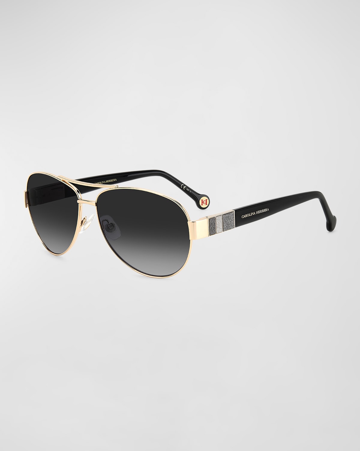 Carolina Herrera Her0135S Glittery Metal & Acetate Aviator Sunglasses