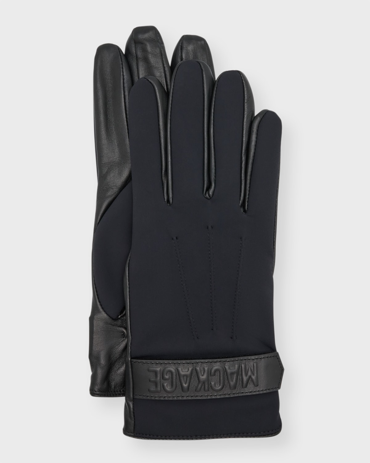 Mackage Fabric And Leather Logo Gloves In Black
