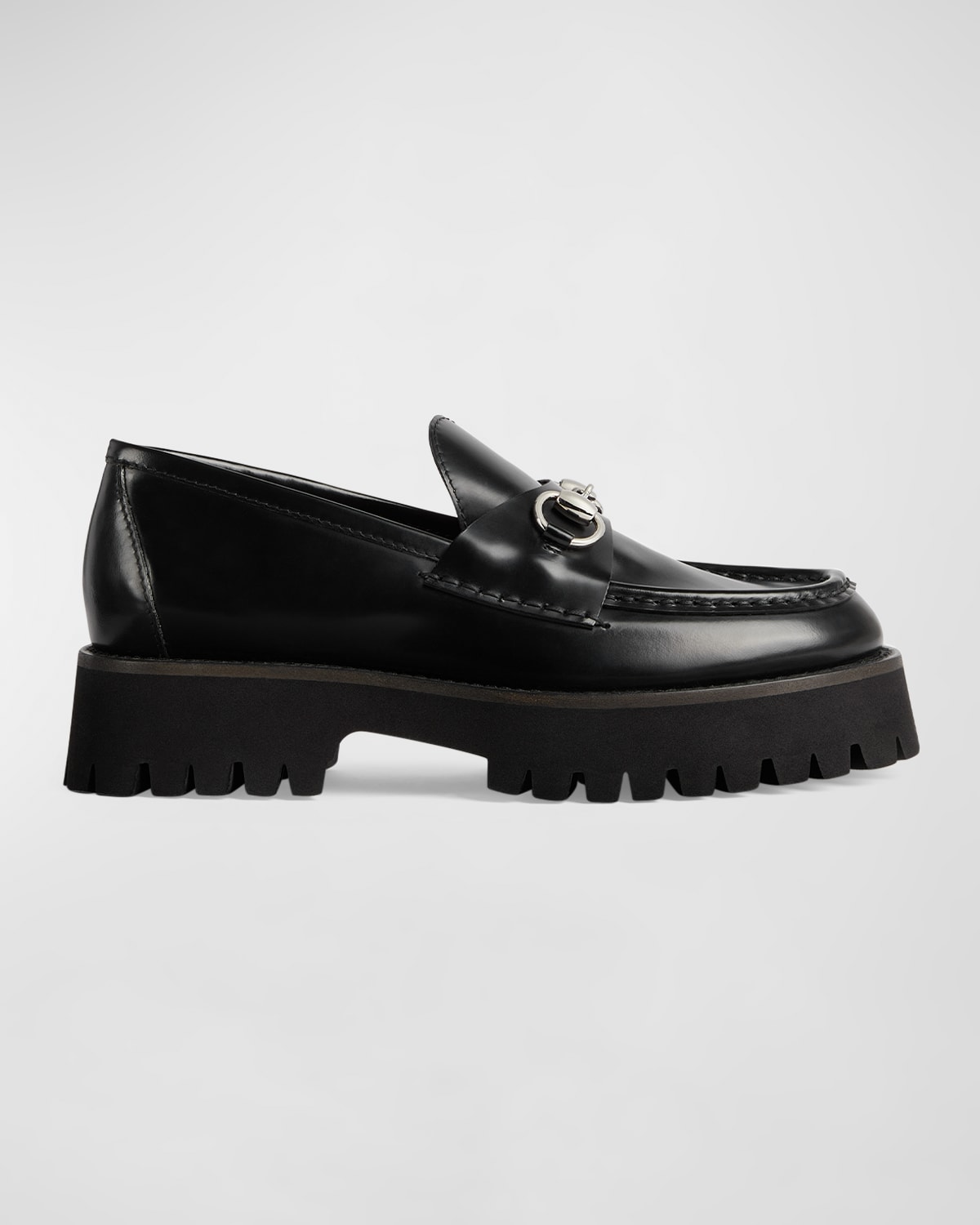 GUCCI SYLKE LEATHER BIT LOAFERS