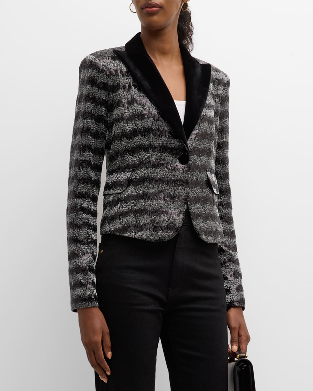 Shop Emporio Armani Single-breasted Sequin Chevron Blazer In Mutli