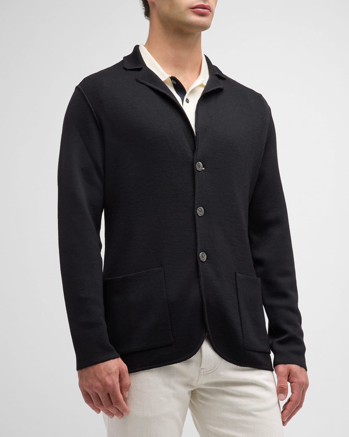 Baldassari Men's Three-button Sweater Jacket In Black