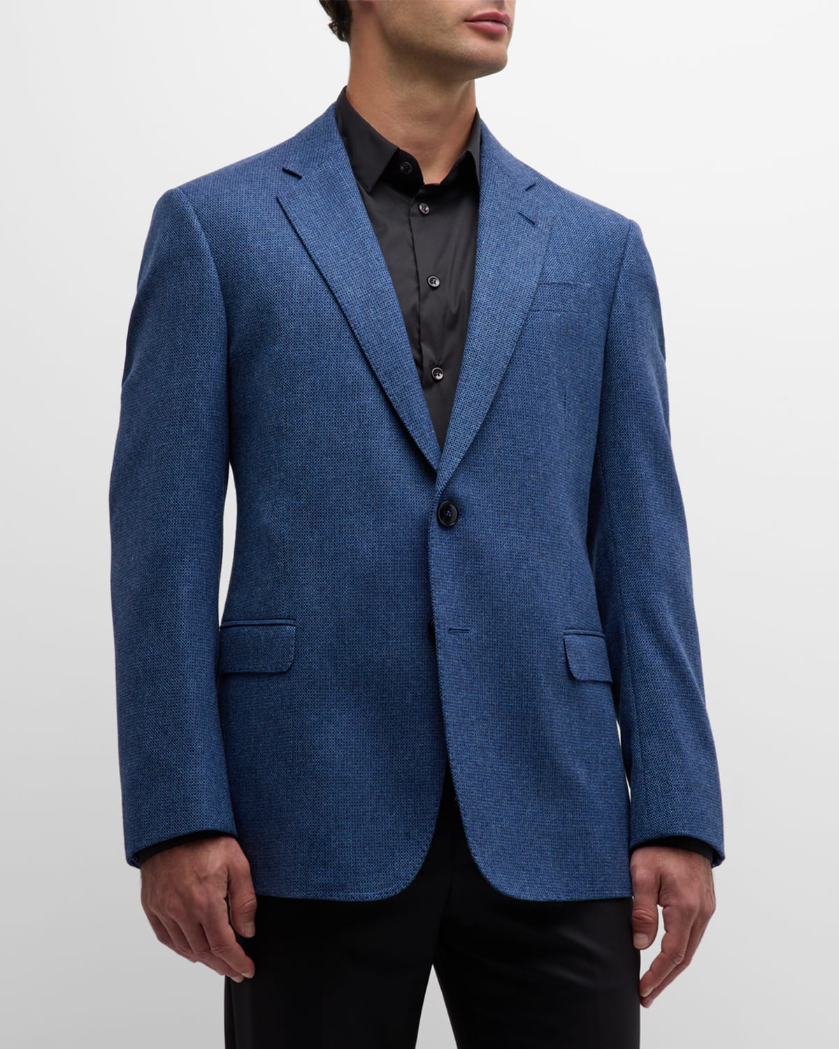 Giorgio Armani Men's Birdseye Wool-cashmere Sport Coat In Blue