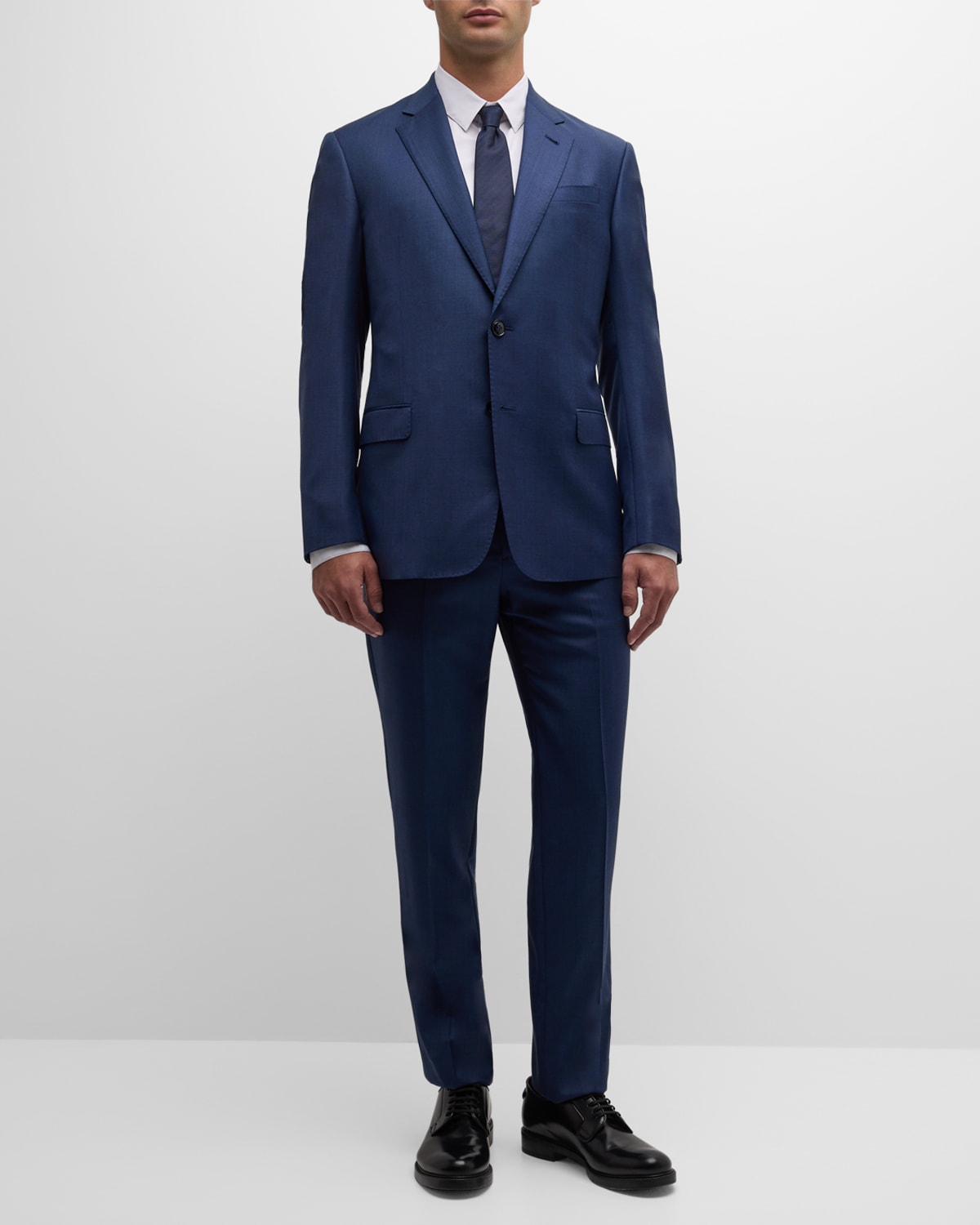 Giorgio Armani Men's Tonal Plaid 130s Wool Suit In Dark Blue