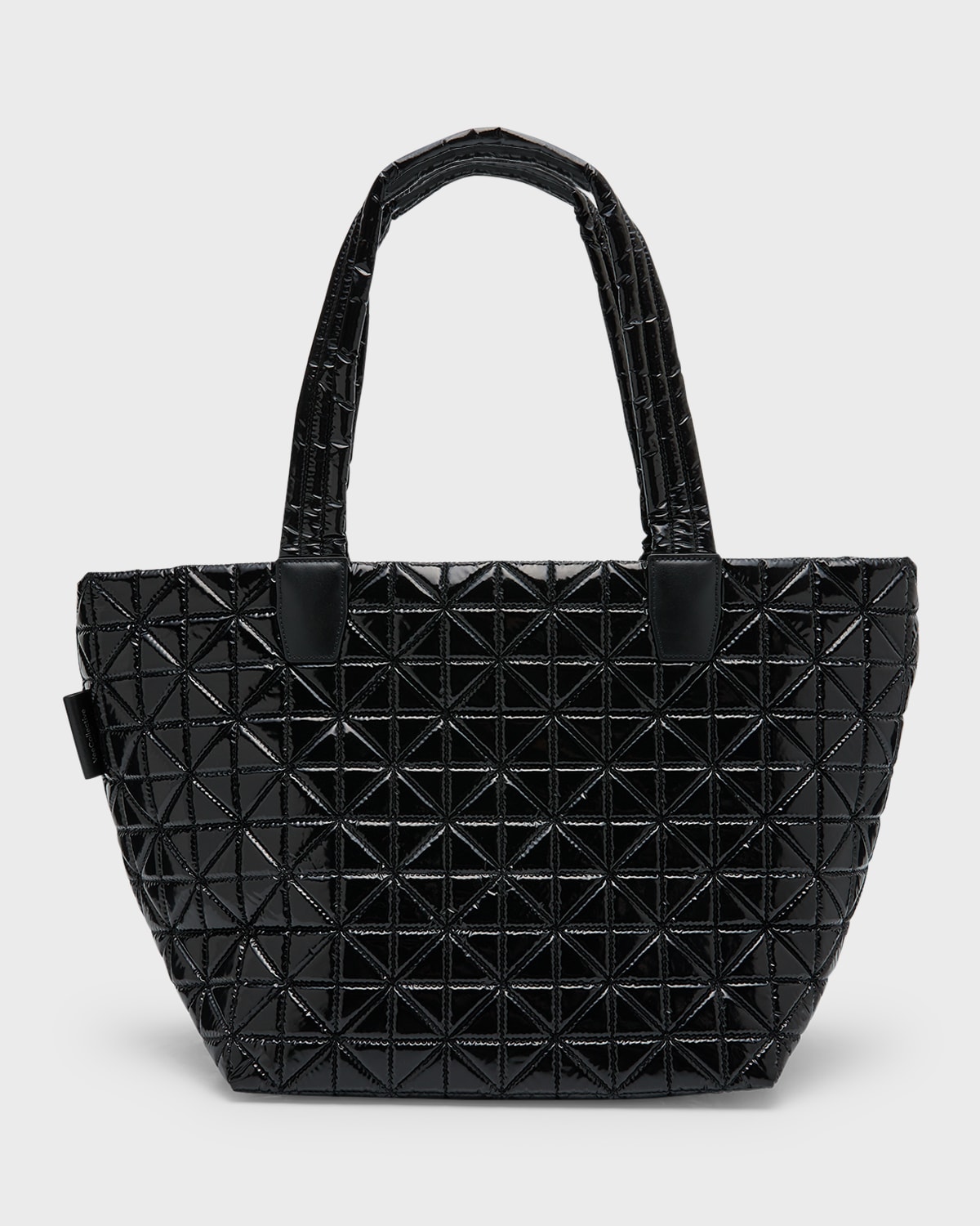 Veecollective Medium Quilted Nylon Tote Bag In Black Vinyl