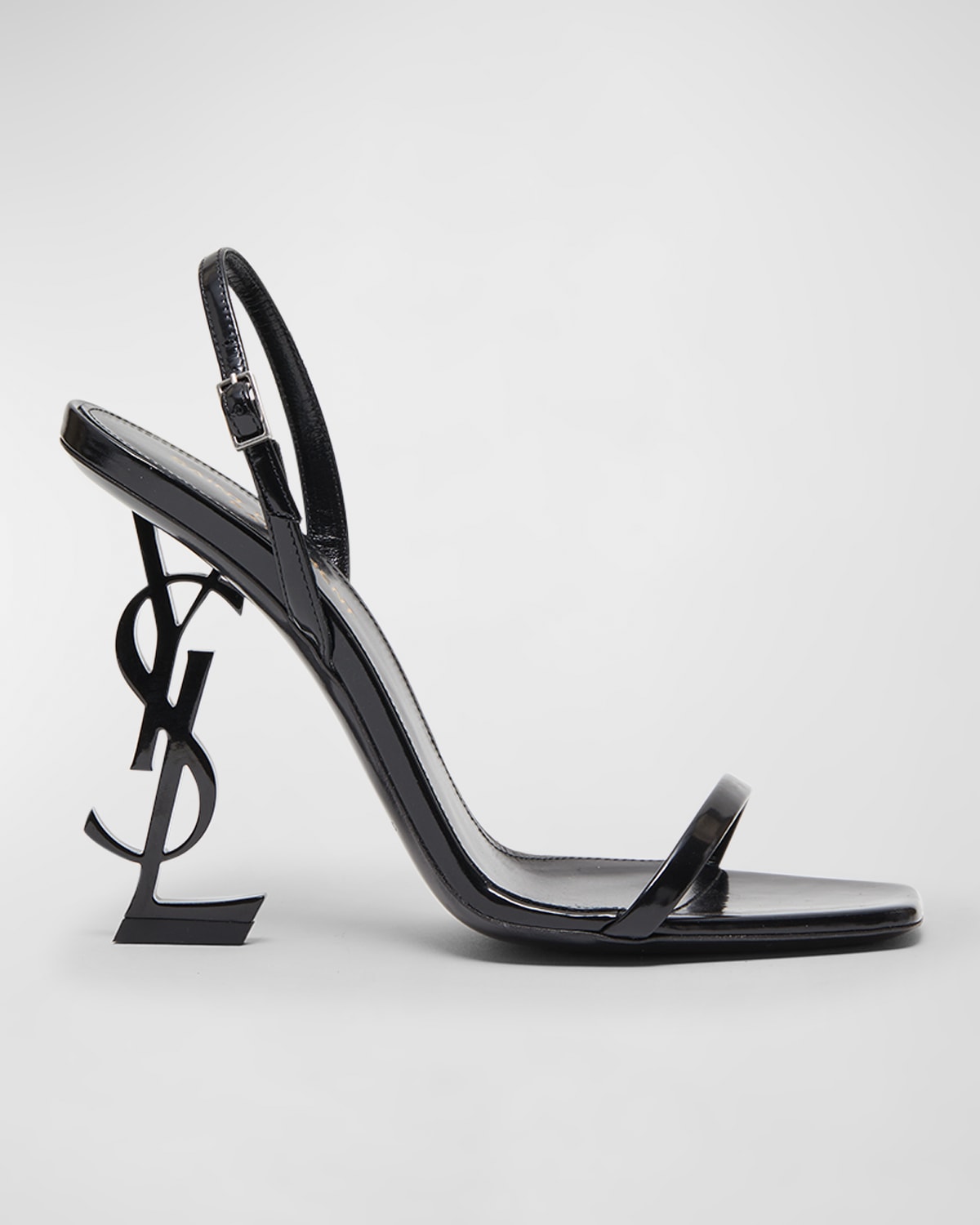 Shop Saint Laurent Opyum Ysl Logo-heel Sandals With Black Hardware In Nero