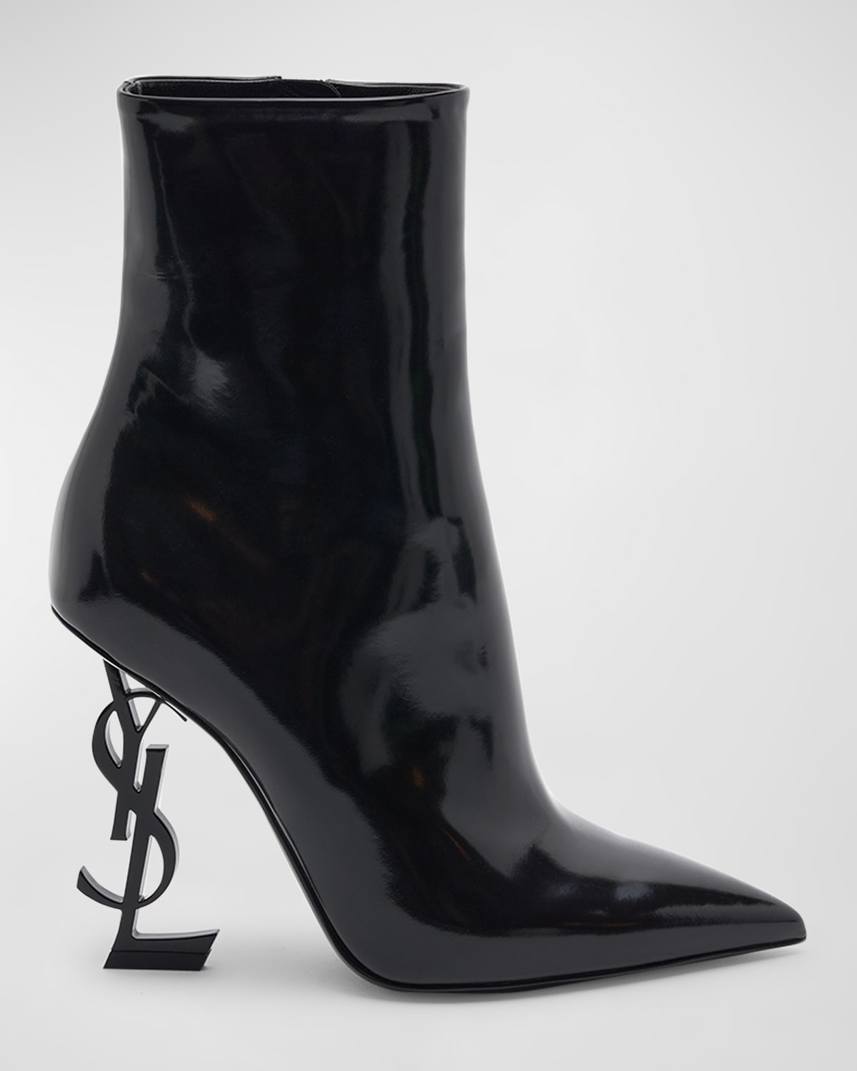 Shop Saint Laurent Opyum Ysl Logo-heel Booties With Black Hardware In Nero