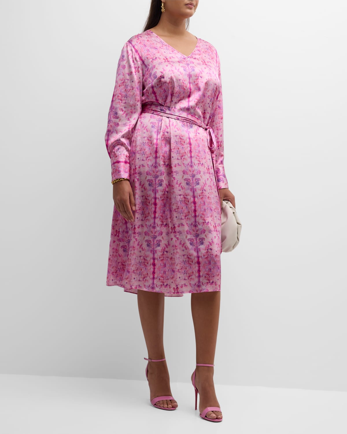 Shop Gabriella Rossetti Vittoria Batik-print Silk Charmeuse Midi Dress In Pink Batik