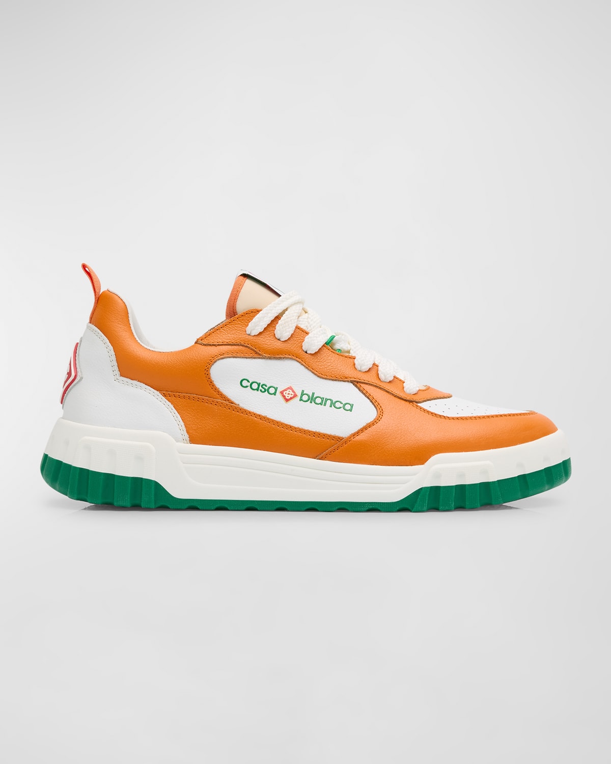 Shop Casablanca Men's Tennis Court Leather Low-top Sneakers In Orange